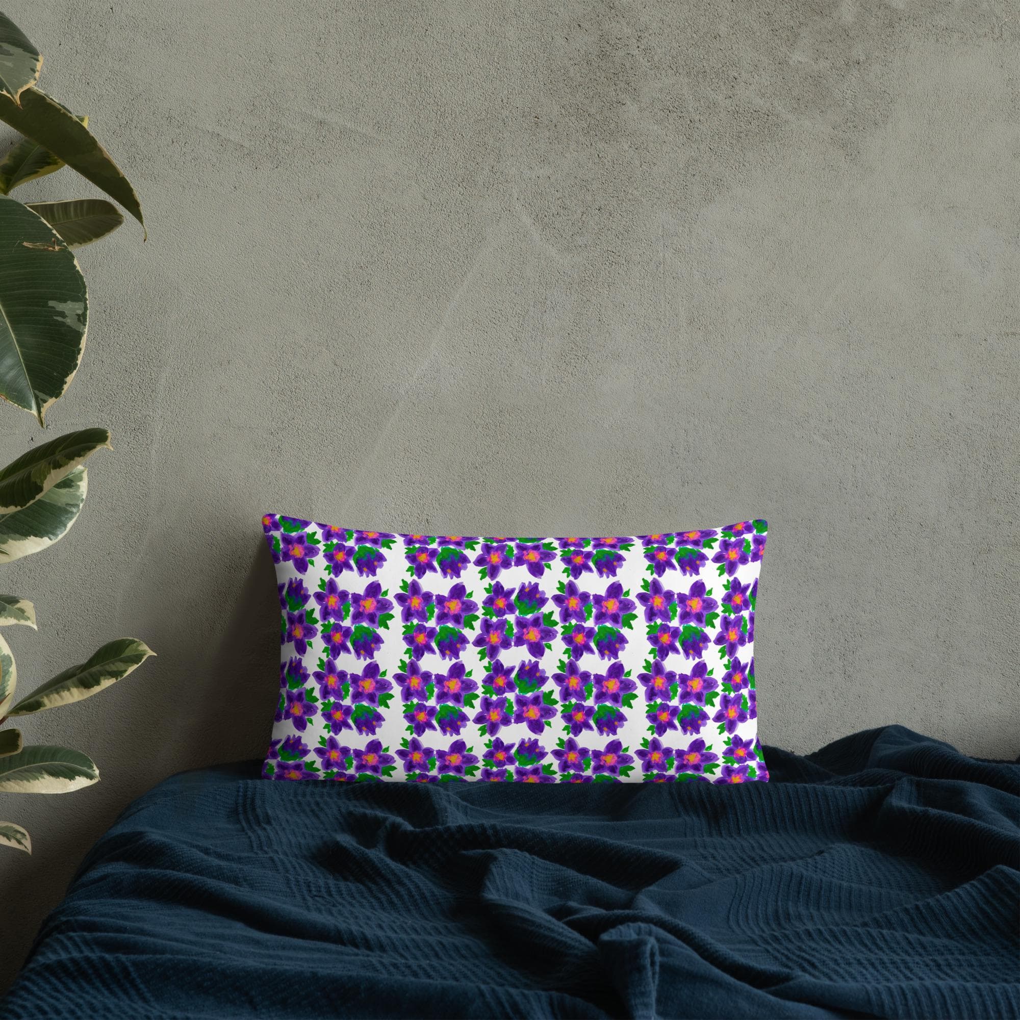 Watercolor Floral Lumbar Pillow: Botanical Spring Accent