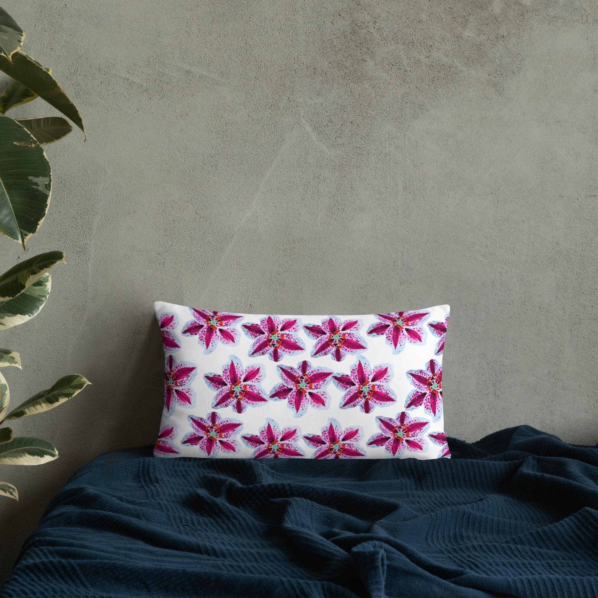 Tiger Lily Floral Lumbar Pillow, Throw Pillow, Back Support Botanical Pillow, Colorful Small Spring Pillow