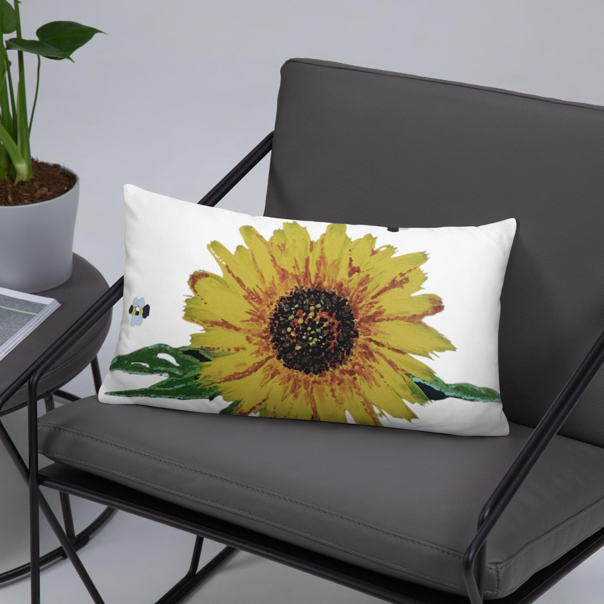 African Daisy Botanical Throw Pillow, Modern Rectangular Spring Pillow, Yellow Floral Lumbar Pillow