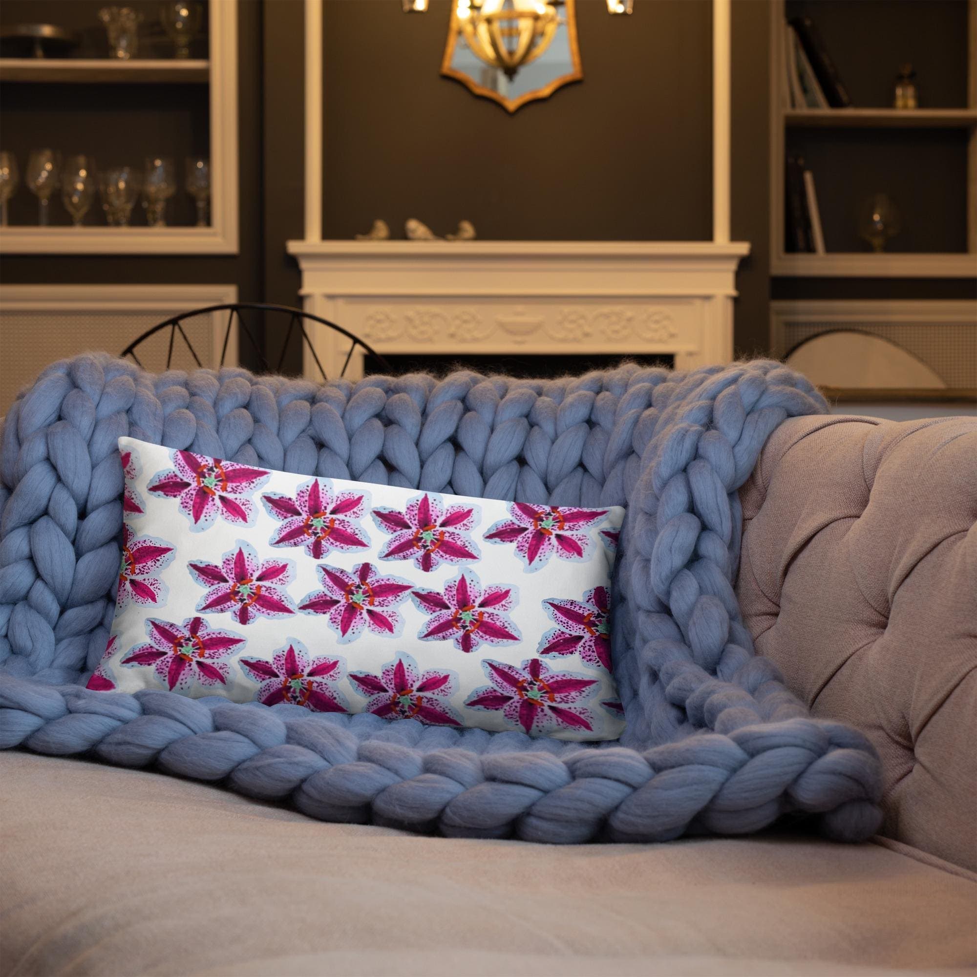 Tiger Lily Lumbar Pillow: Botanical Spring Throw Pillow