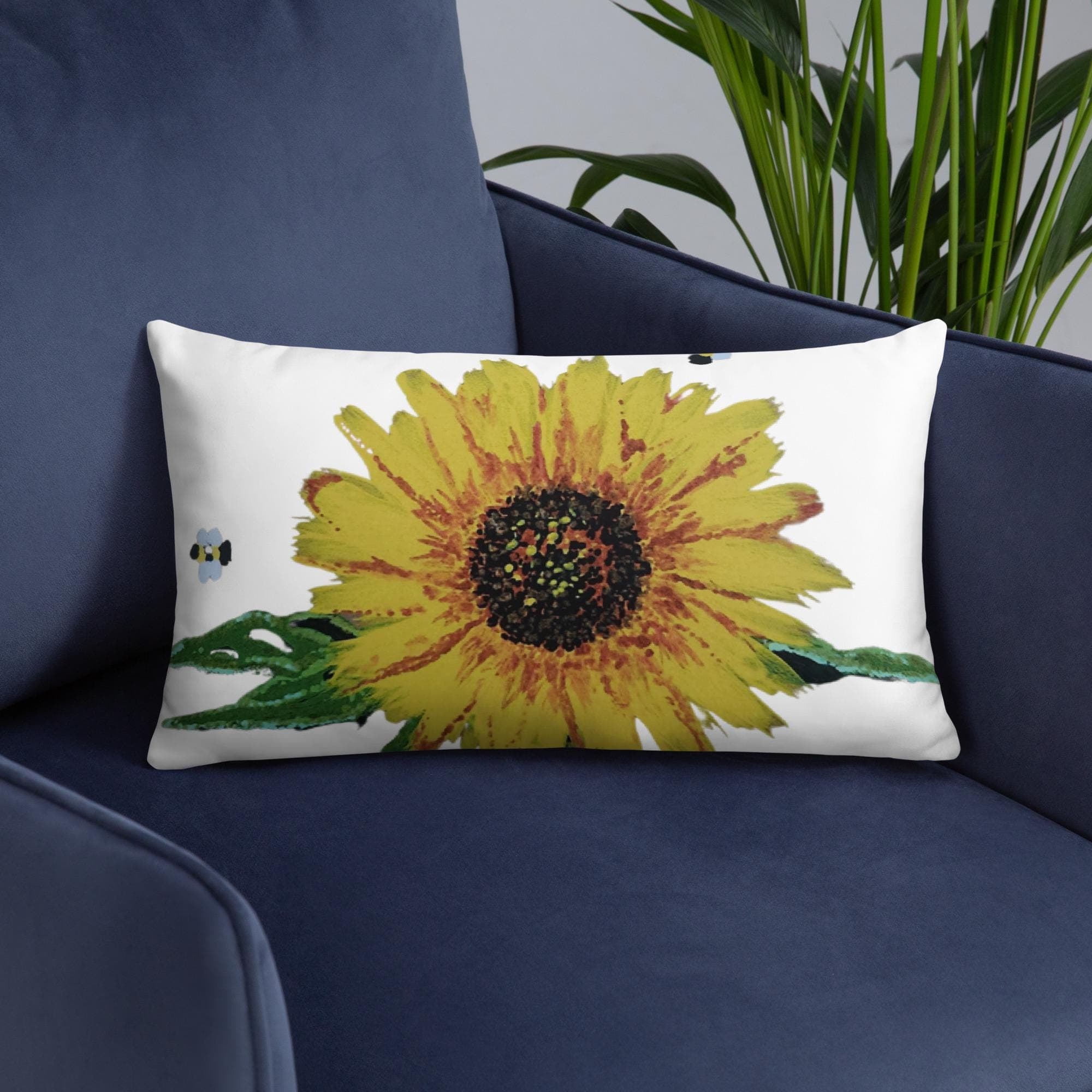 African Daisy Botanical Throw Pillow, Modern Rectangular Spring Pillow, Yellow Floral Lumbar Pillow
