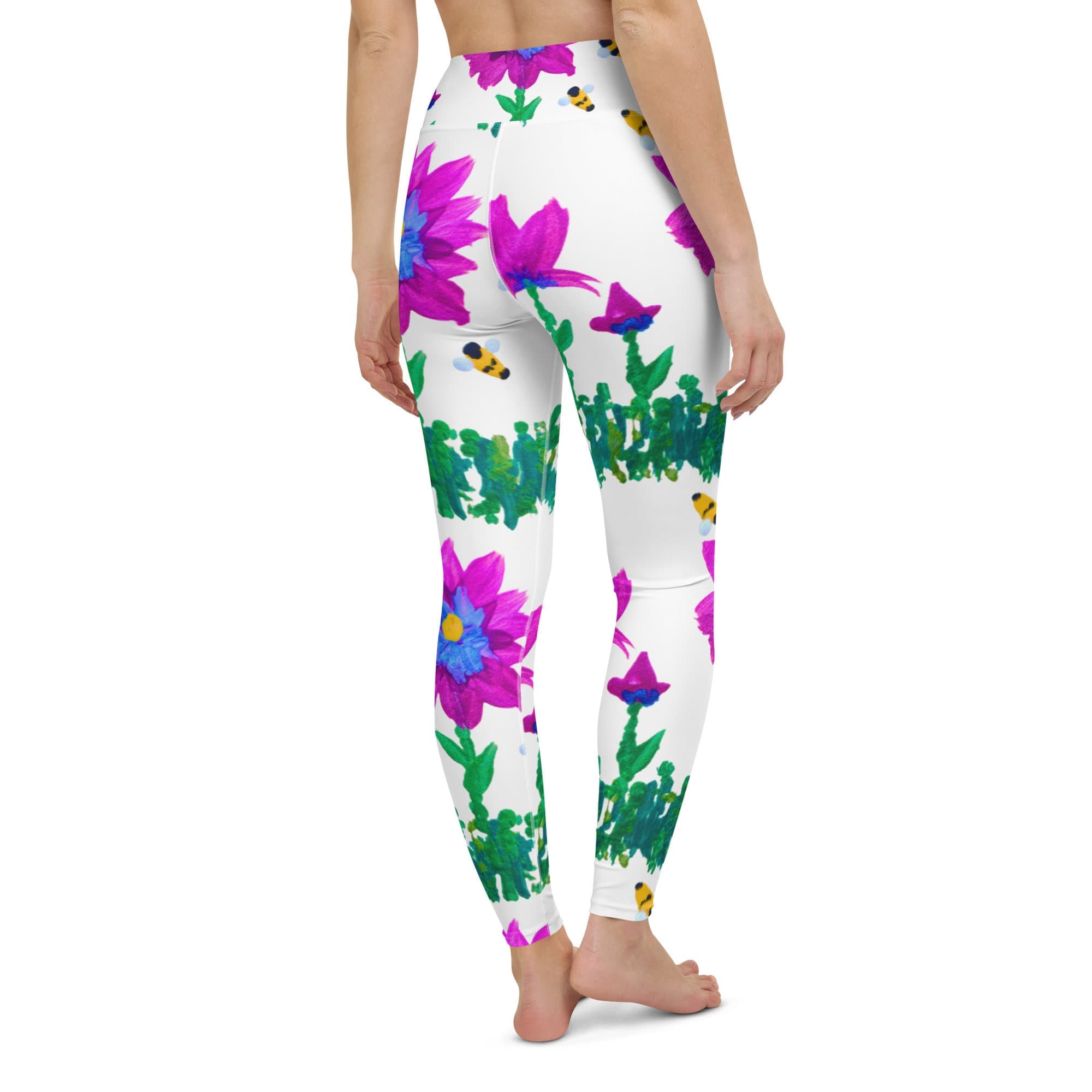 Pink and Blue Floral Yoga Leggings,high waist leggings,spandex leggings,workout leggings,fitness leggings,colorful leggings,plus size