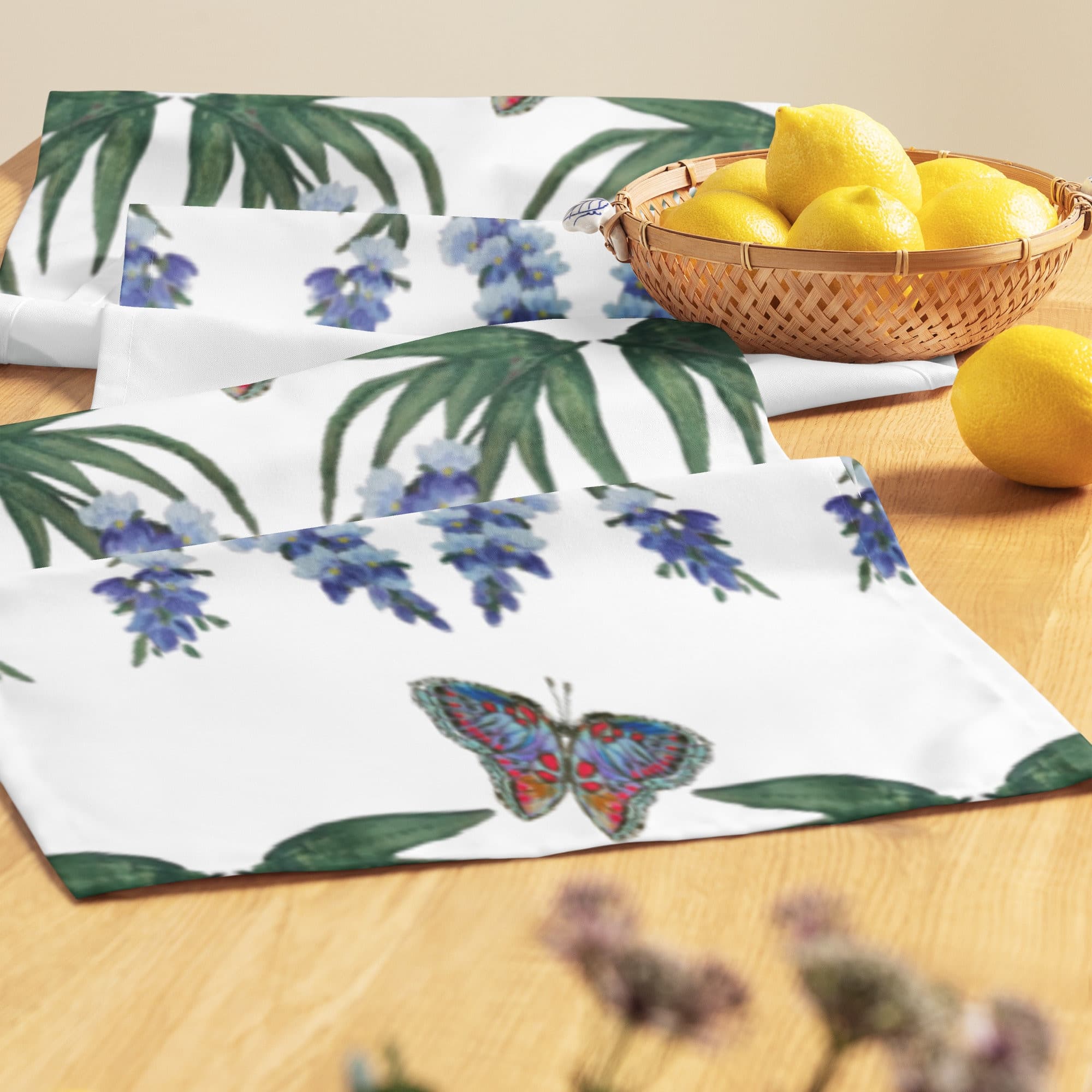 Monarch Wisteria Table Runner, Spring Floral Wedding Table Runner, Holiday Home Decor