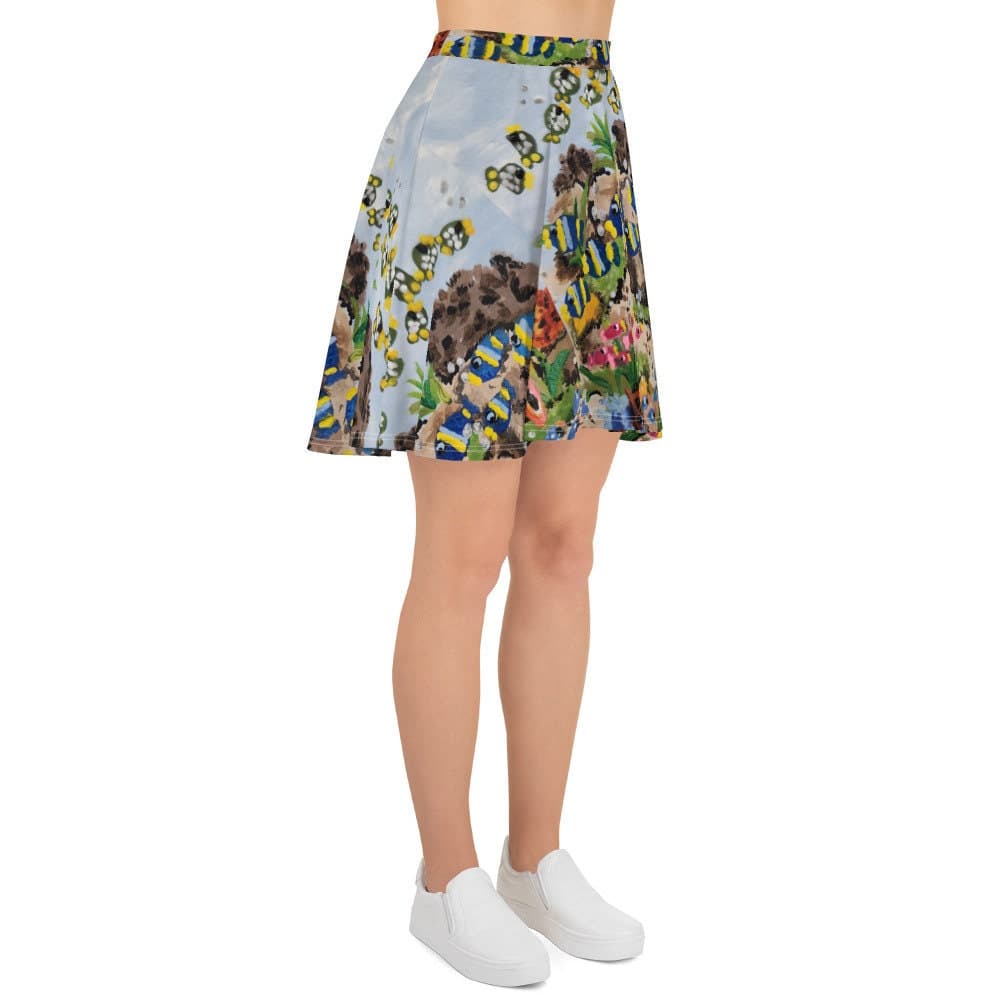 Ocean View Print Skirt,pleated skirt,office skirt,gift for sisters,flared skirt,flowy skirt,elastic waist,plus size,ruffle skirt,colorful