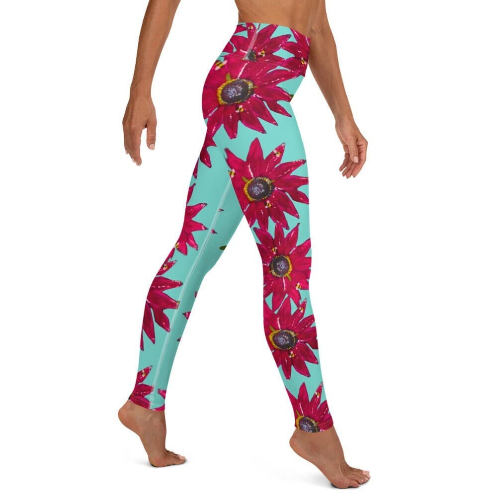 Rudbeckia Floral Yoga Leggings: High Waist Fitness Apparel