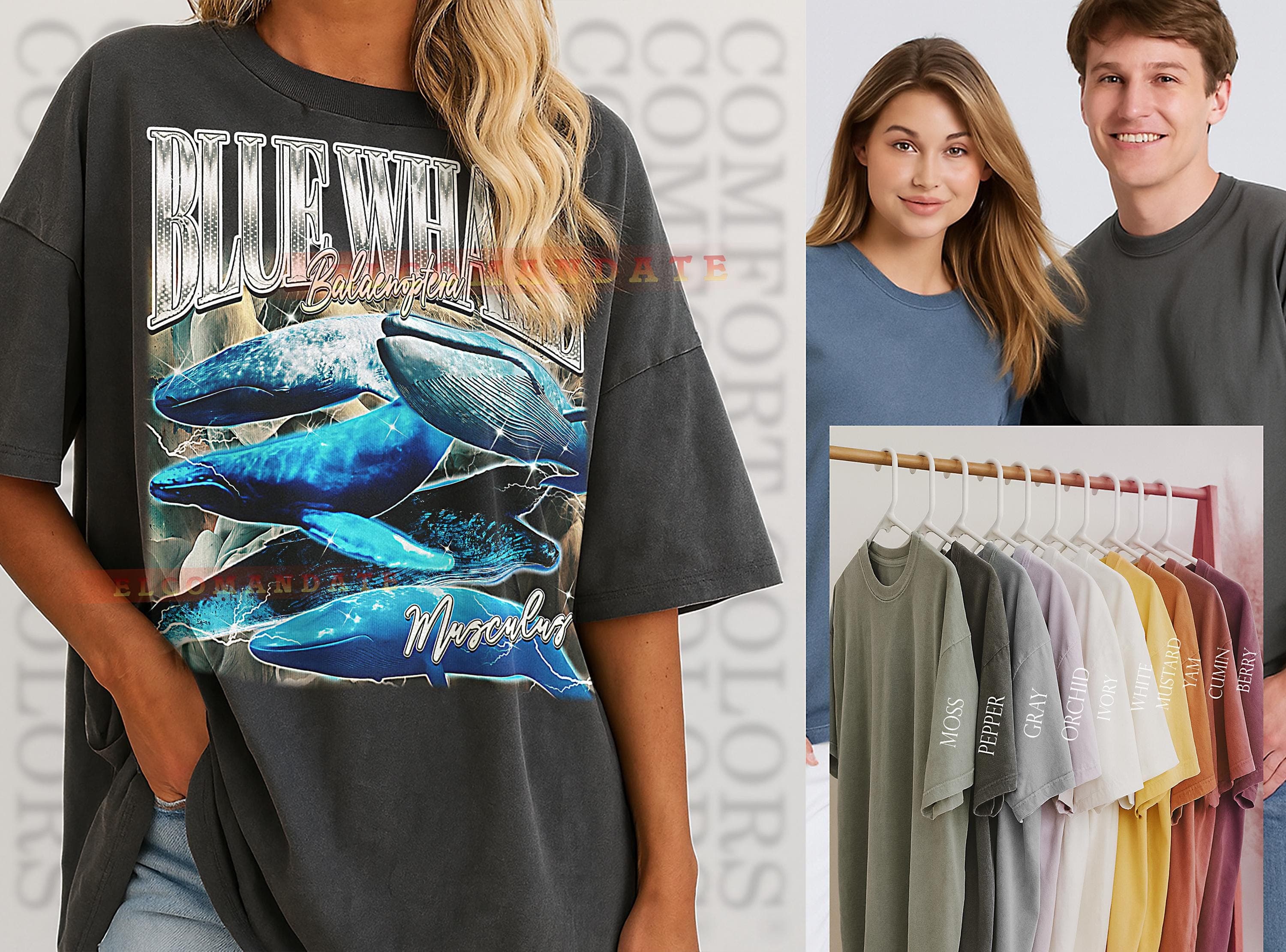 Blue Whale Balaenoptera Musculus T-Shirt, Vintage Animal Lovers Sea Creature Aquatic Wildlife Tee, 90s Retro Throwback, Blue Whale Sweater - image 3