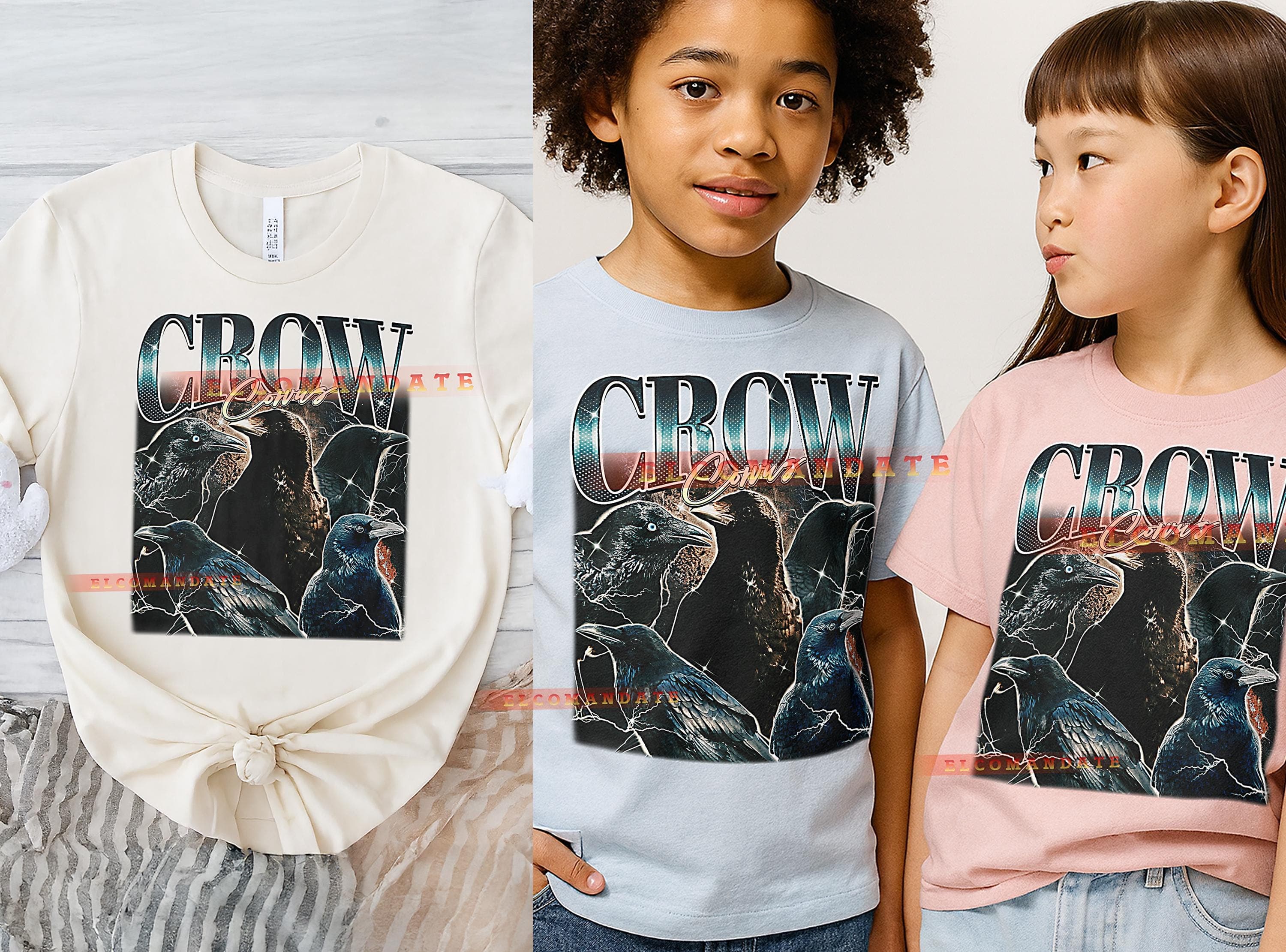 Crow Corvus T-Shirt, Vintage Animal Lovers Bird Wildlife Nature Graphic Tee, 90s Retro Throwback, Crow Corvus Sweater - image 4