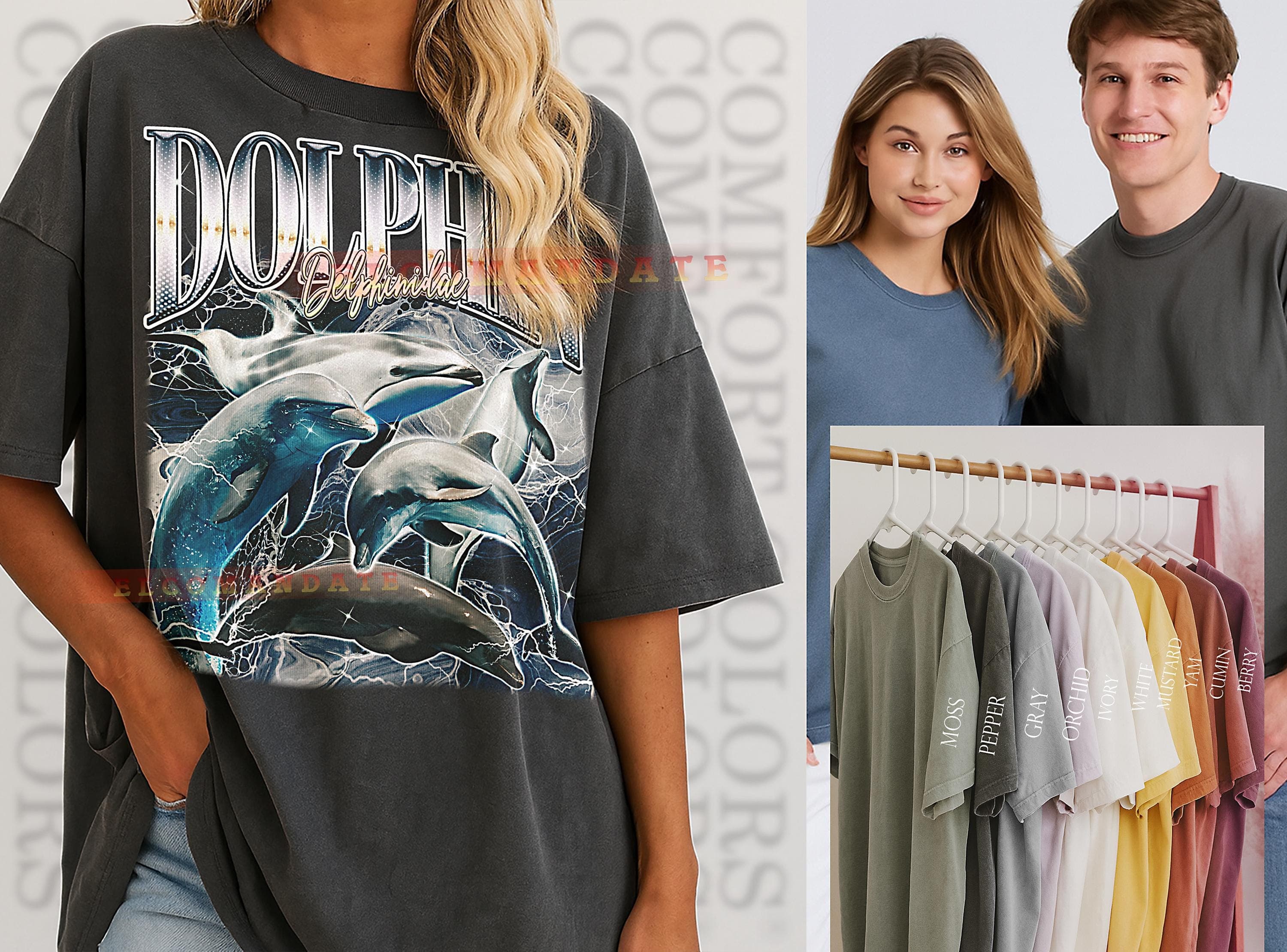 Dolphin Delphinidae T-Shirt, Vintage Animal Lovers Marine Life Ocean Wildlife Tee, 90s Retro Throwback, Dolphin Delphinidae Sweater - image 3