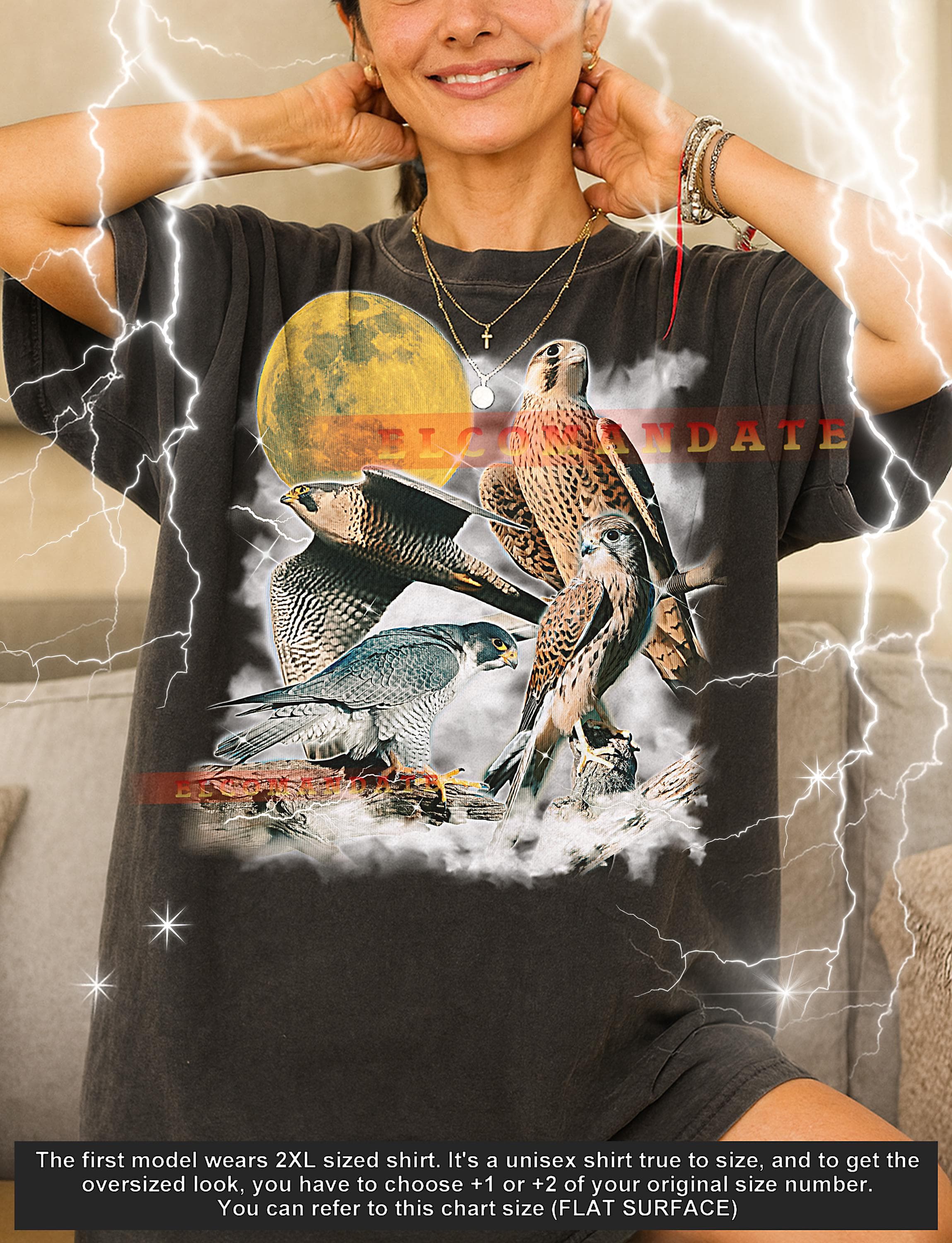 Falcon T-Shirt, Vintage Animal Lovers Bird Of Prey Nature Wildlife Tee, 90s Retro Throwback, Falcon Sweater