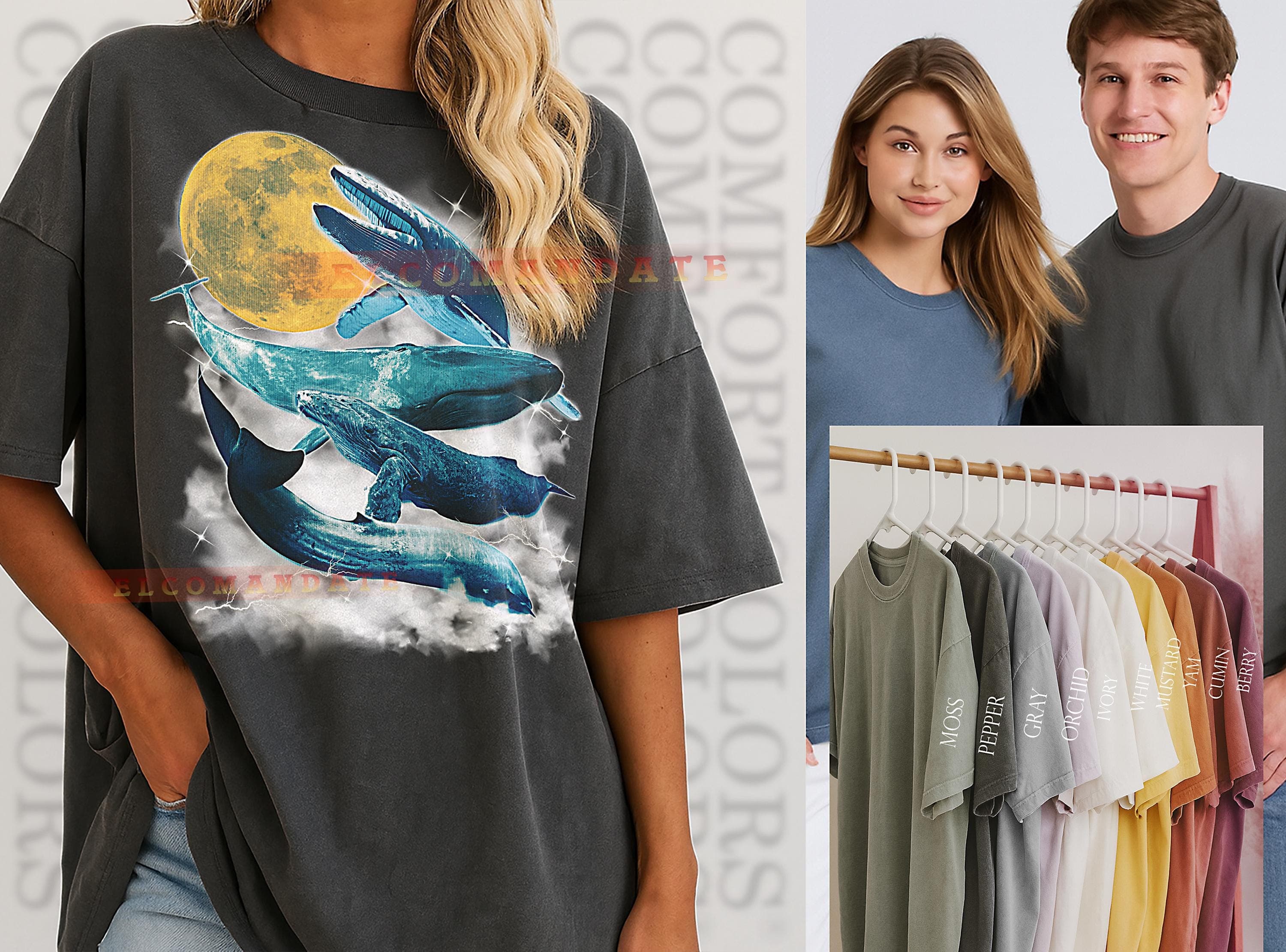 Blue Whale T-Shirt, Vintage Animal Lovers Ocean Giant Marine Wildlife Tee, 90s Retro Throwback, Blue Whale Sweater - image 3