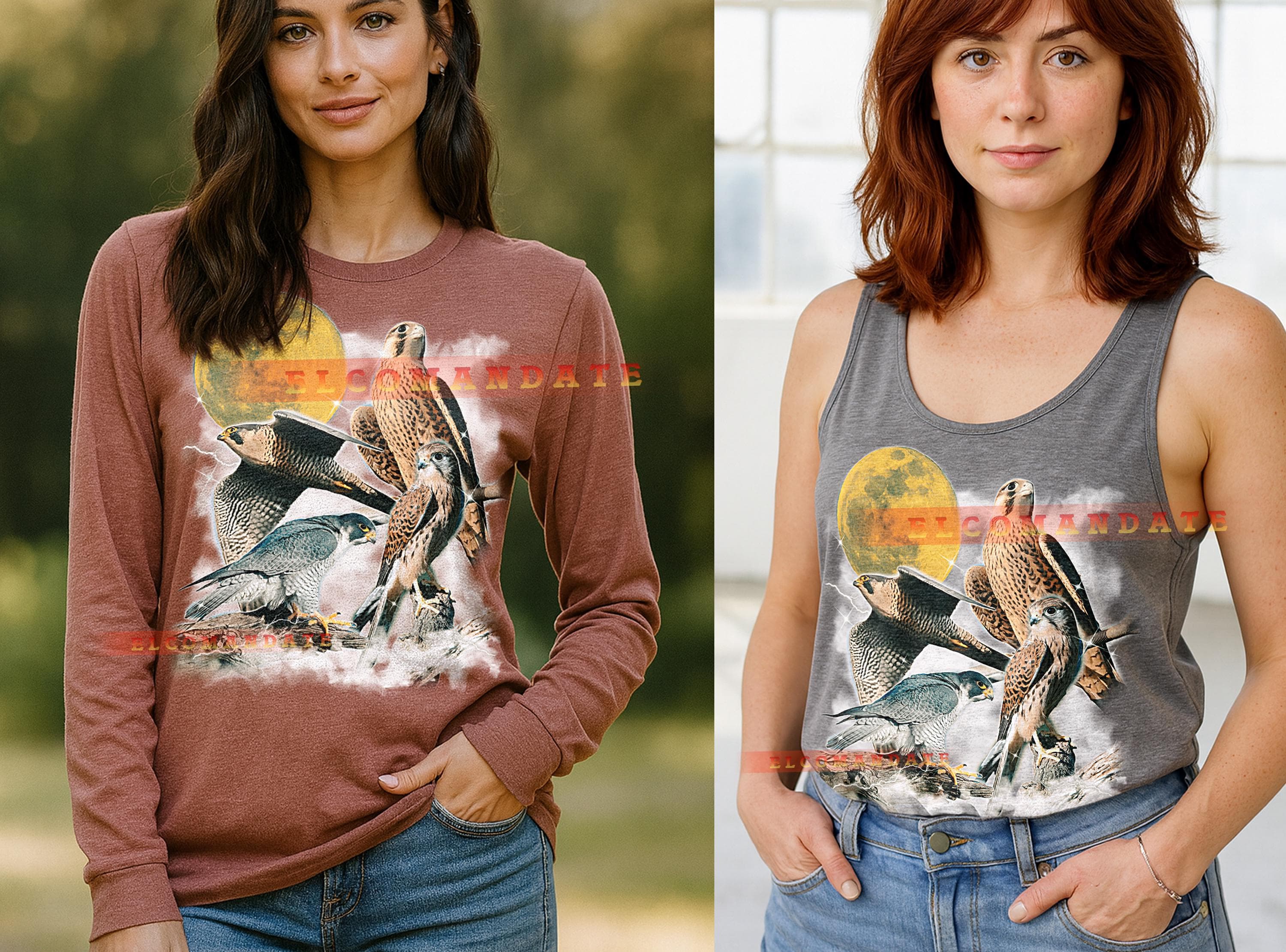 Falcon T-Shirt, Vintage Animal Lovers Bird Of Prey Nature Wildlife Tee, 90s Retro Throwback, Falcon Sweater - image 5