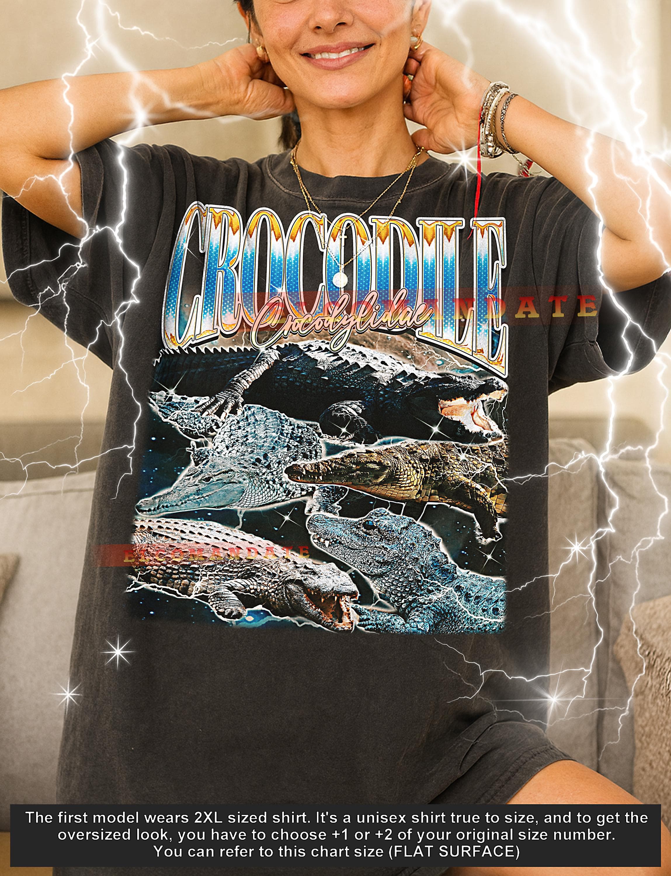 Crocodile Crocodylidae T-Shirt, Vintage Animal Lovers Swamp Reptile Nature Graphic Tee, 90s Retro Throwback, Crocodile Crocodylidae Sweater