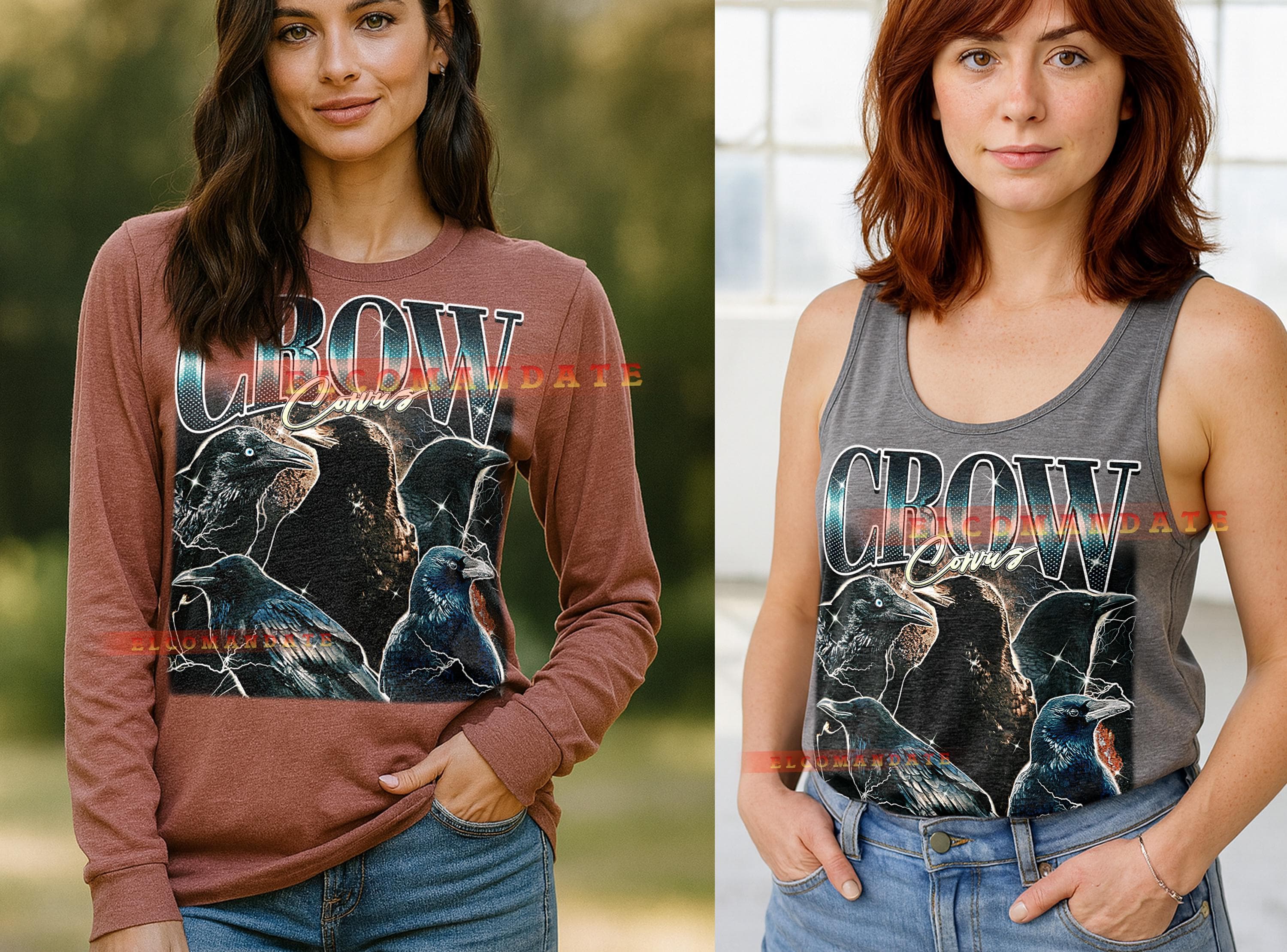 Crow Corvus T-Shirt, Vintage Animal Lovers Bird Wildlife Nature Graphic Tee, 90s Retro Throwback, Crow Corvus Sweater - image 5