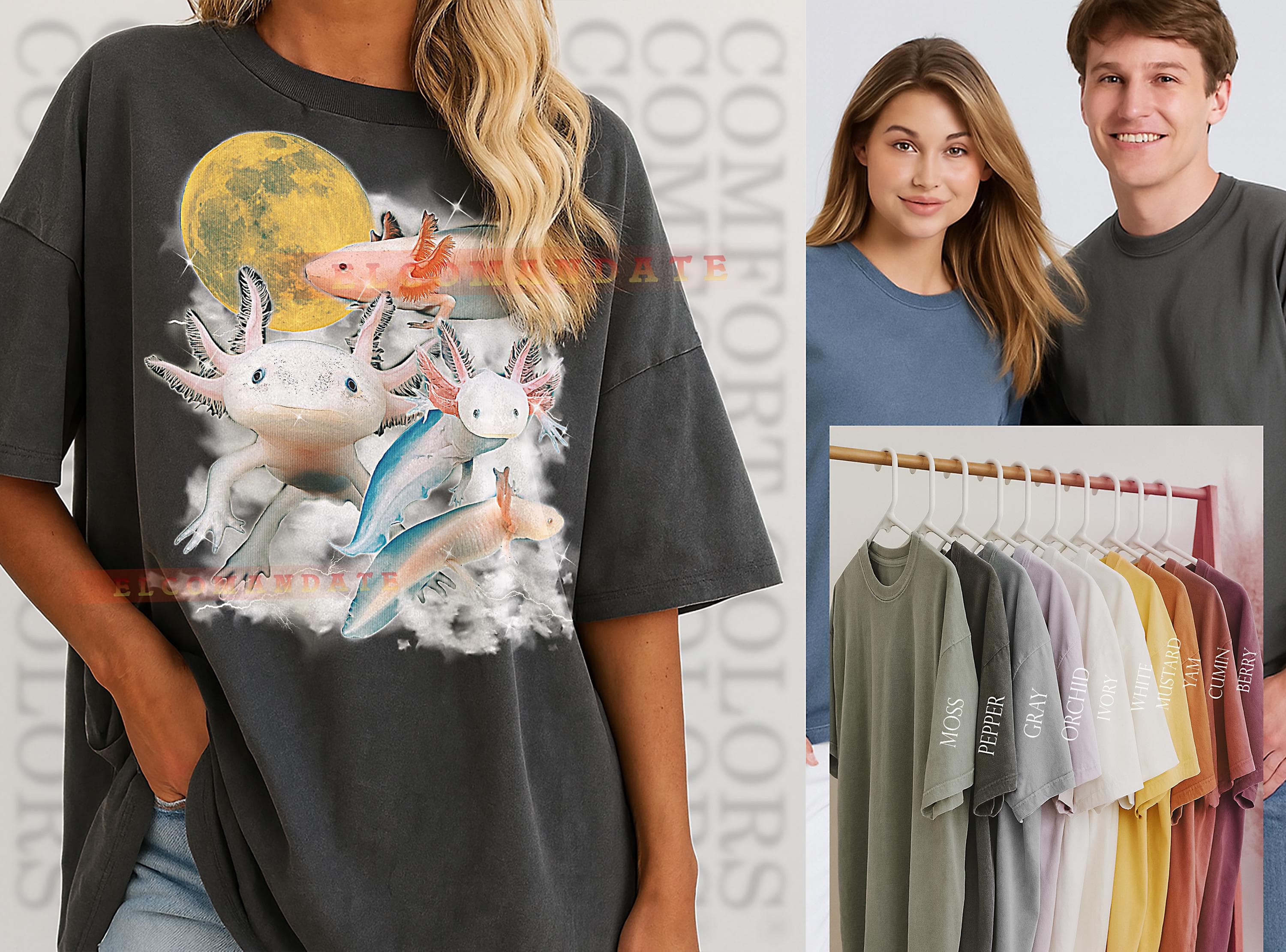 Axolotl T-Shirt, Vintage Animal Lovers Cute Amphibian Nature Wildlife Tee, 90s Retro Throwback, Axolotl Sweater - image 3