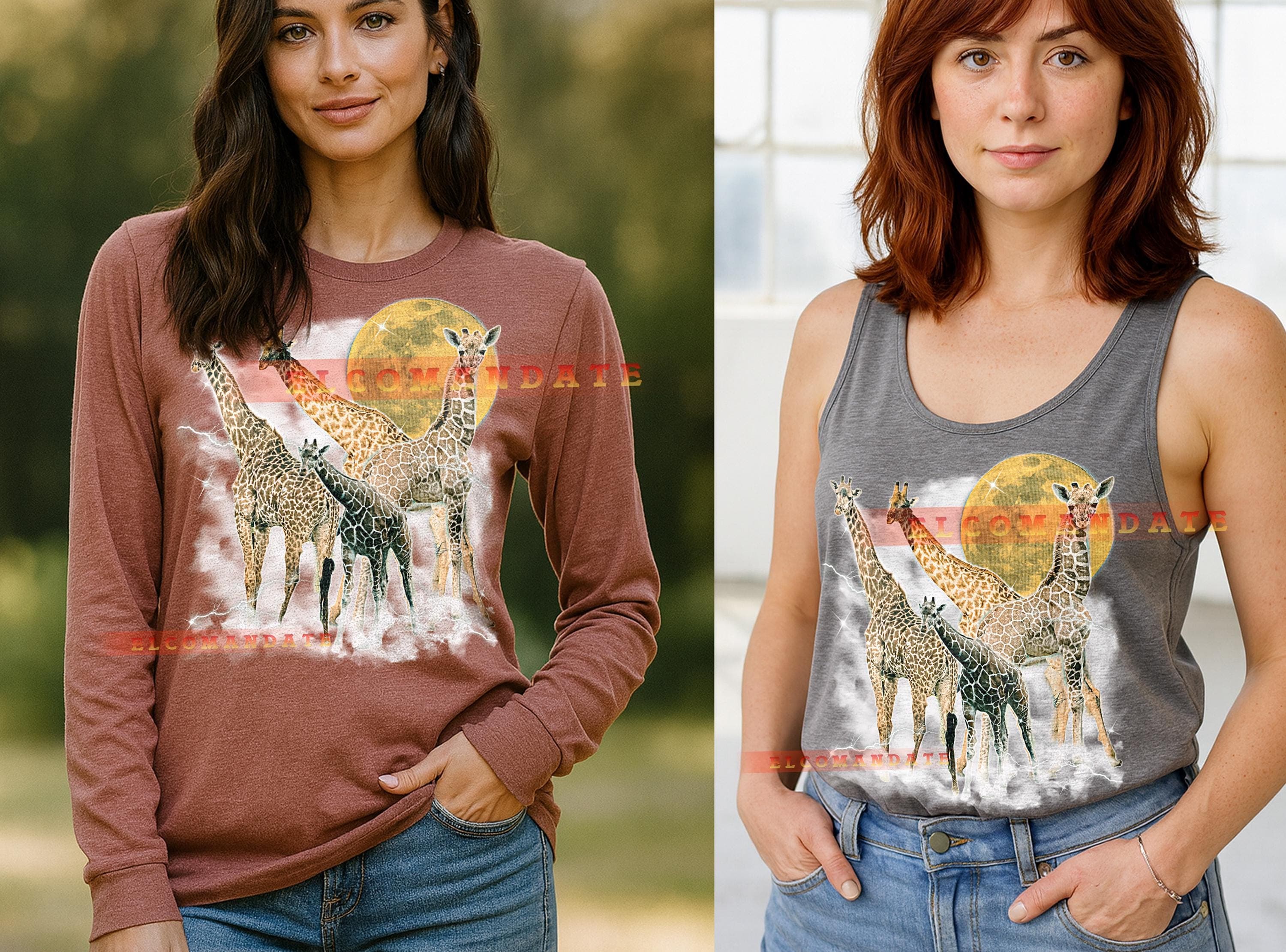 Giraffe T-Shirt, Vintage Animal Lovers African Wildlife Nature Tall Animal Tee, 90s Retro Throwback, Giraffe Sweater - image 5