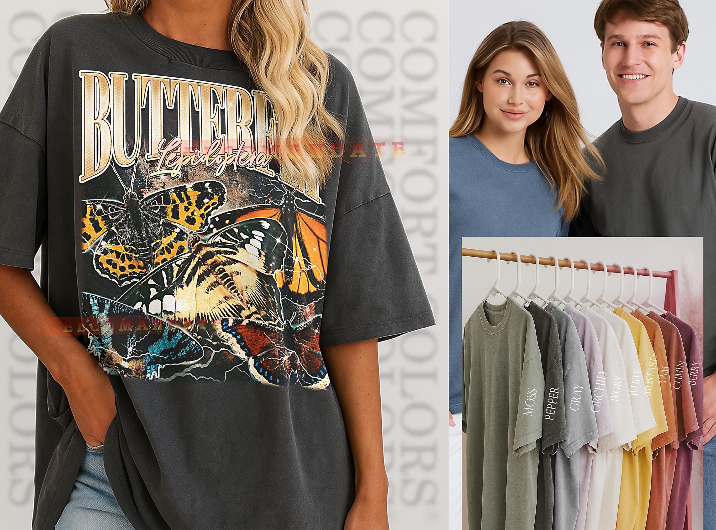 Butterfly Lepidoptera T-Shirt, Vintage Animal Lovers Garden Bug Nature Graphic Tee, 90s Retro Throwback, Butterfly Lepidoptera Sweater - image 3