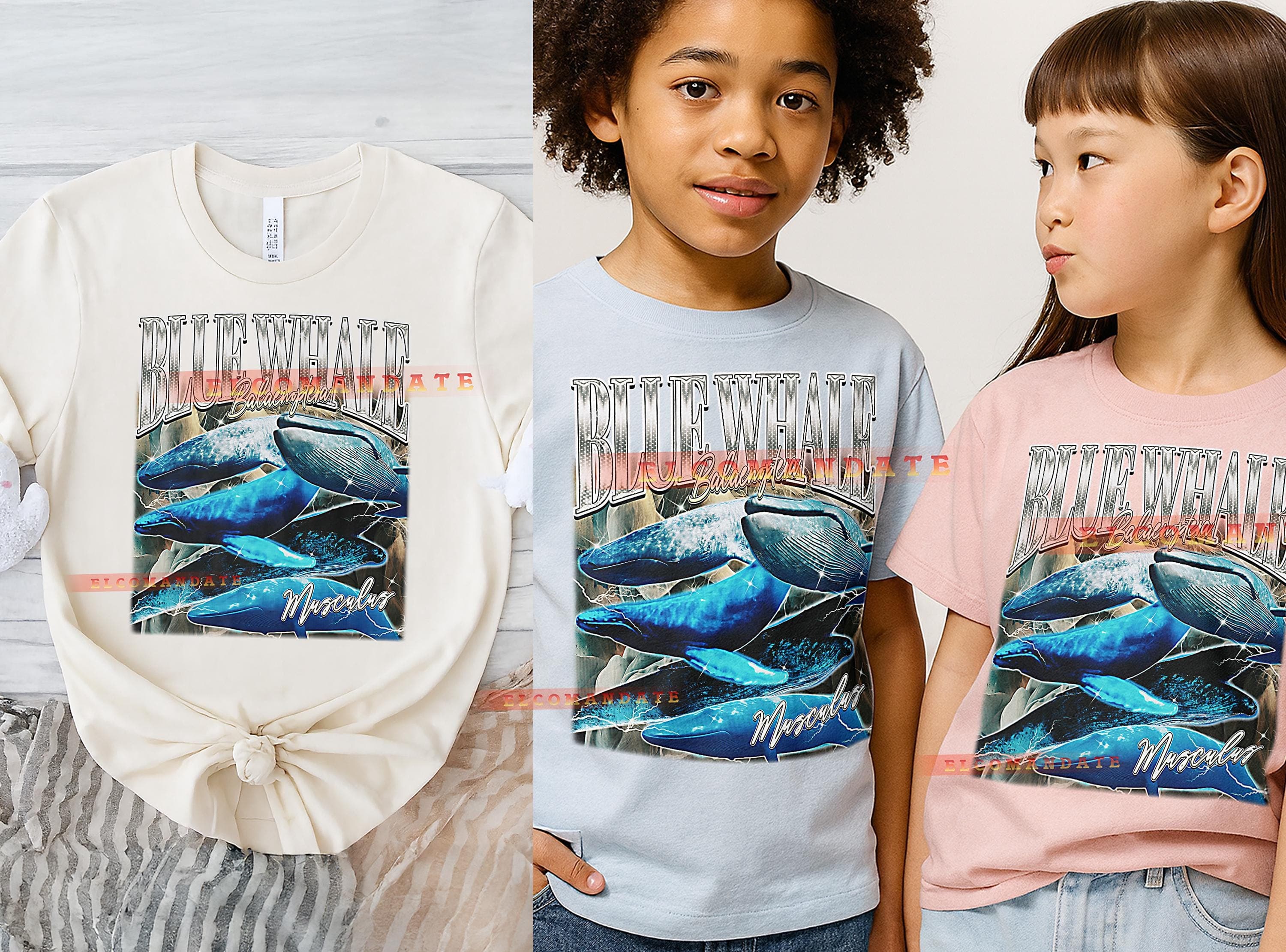 Blue Whale Balaenoptera Musculus T-Shirt, Vintage Animal Lovers Sea Creature Aquatic Wildlife Tee, 90s Retro Throwback, Blue Whale Sweater - image 4