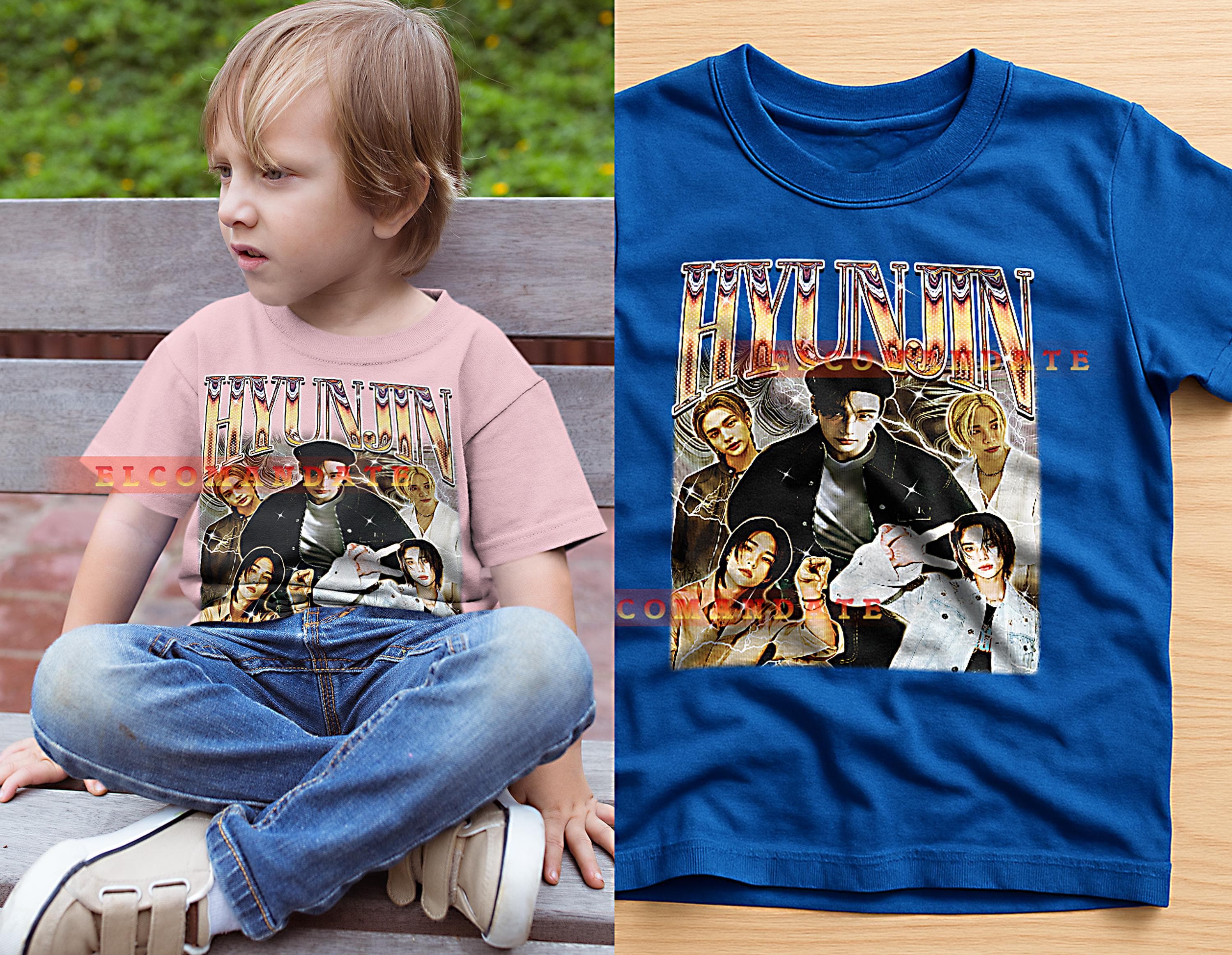 Hyunjin Bootleg Shirt, Hyunjin Longsleeve Tee, Hyunjin Retro Tee, Hyunjin Vintage Tee, Hyunjin 90s Tee Retro, Vintage, 90s, Tee, Kids - image 3
