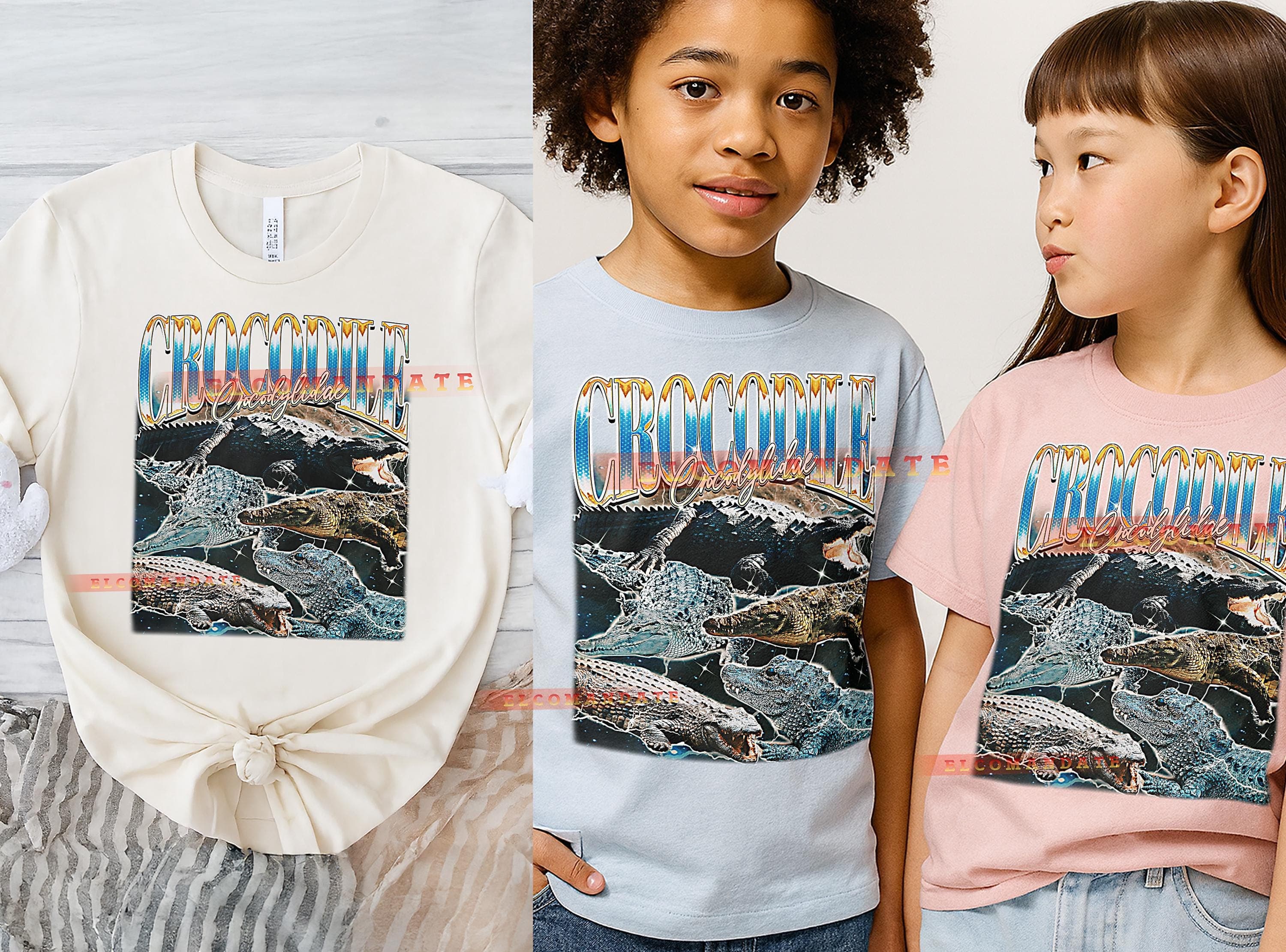Crocodile Crocodylidae T-Shirt, Vintage Animal Lovers Swamp Reptile Nature Graphic Tee, 90s Retro Throwback, Crocodile Crocodylidae Sweater - image 4