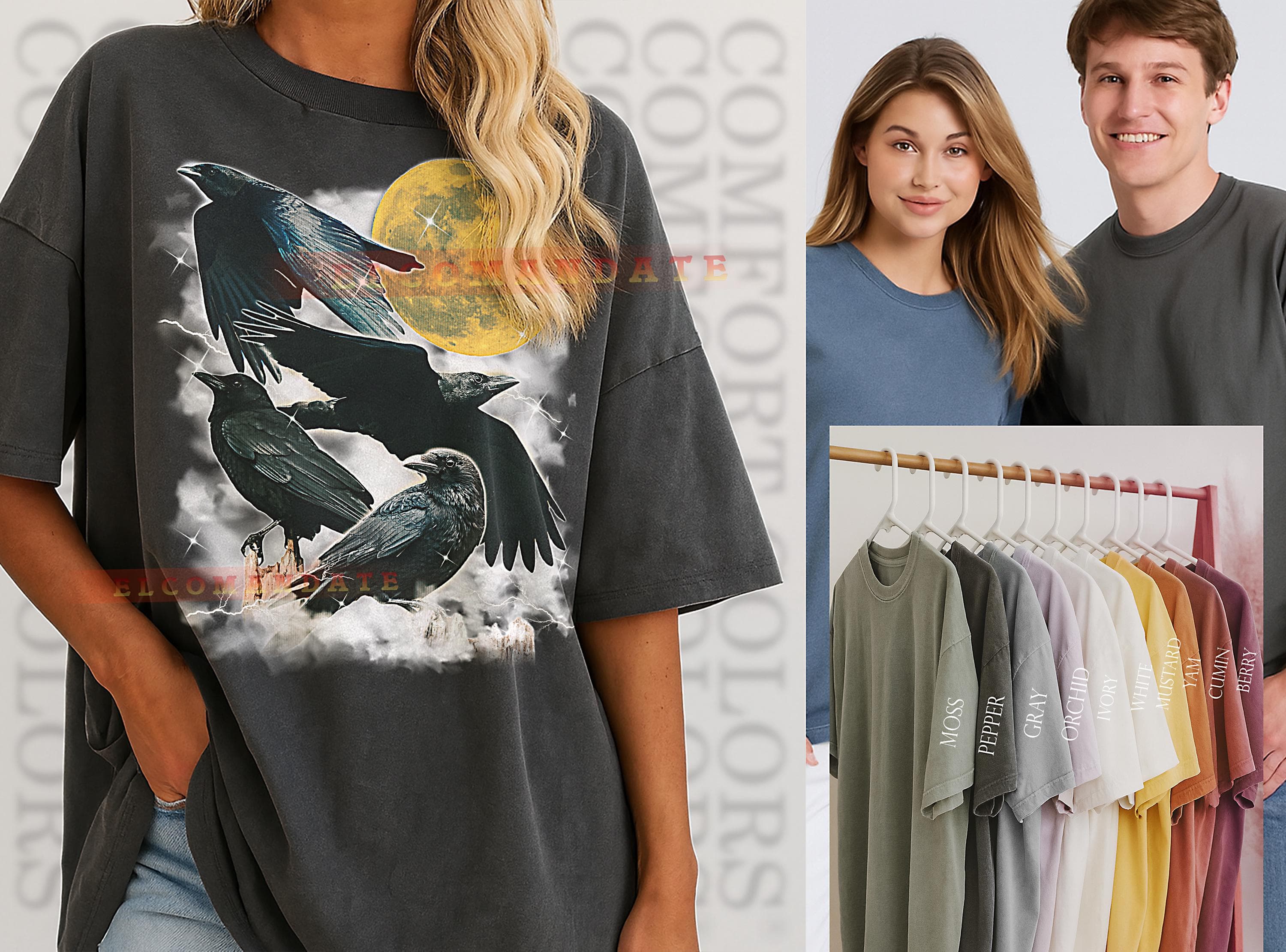 Crow T-Shirt, Vintage Animal Lovers Black Bird Wildlife Nature Tee, 90s Retro Throwback, Crow Sweater - image 3