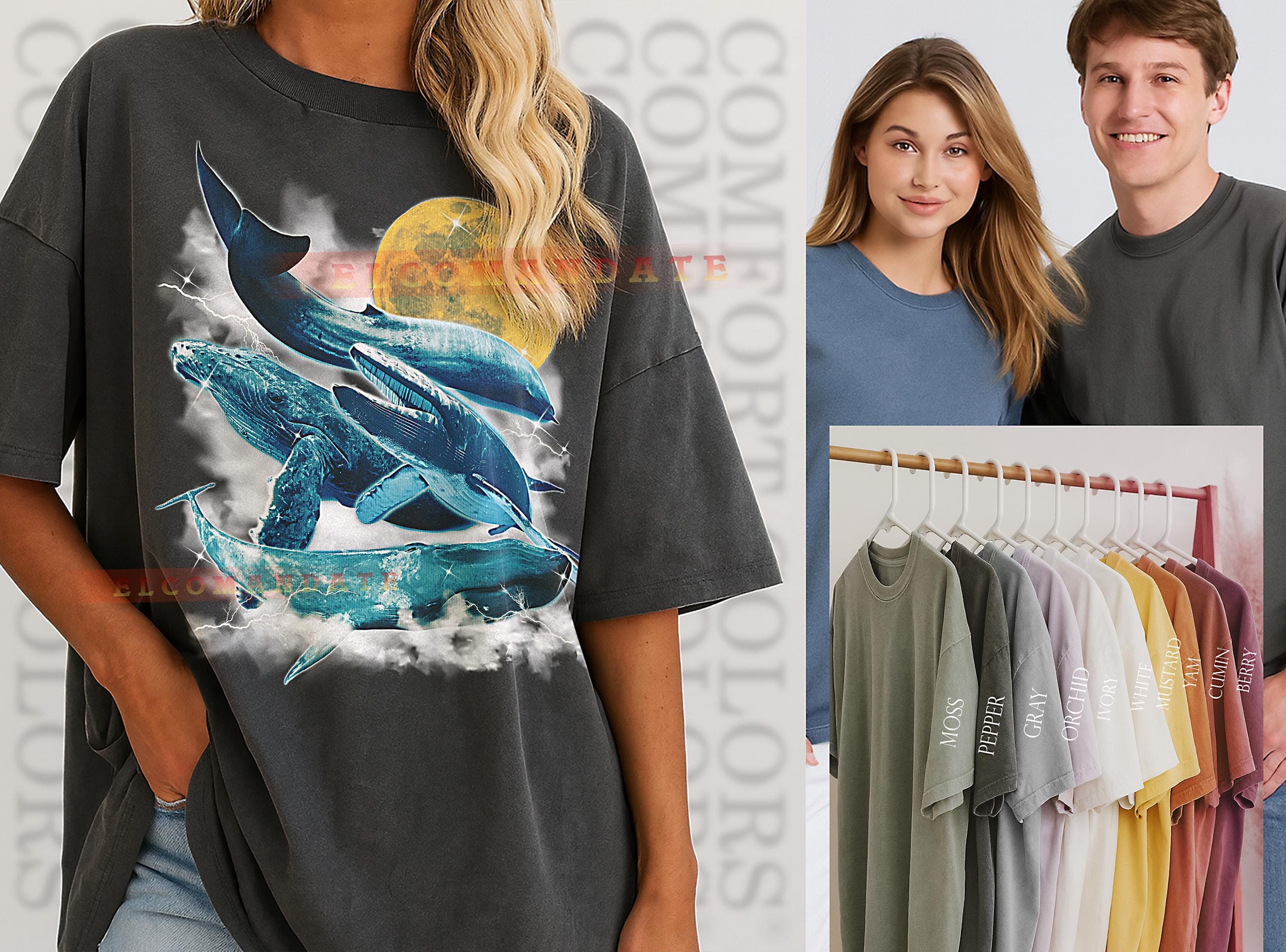 Blue Whale T-Shirt, Vintage Animal Lovers Sea Life Aquatic Nature Tee, 90s Retro Throwback, Blue Whale Sweater - image 3