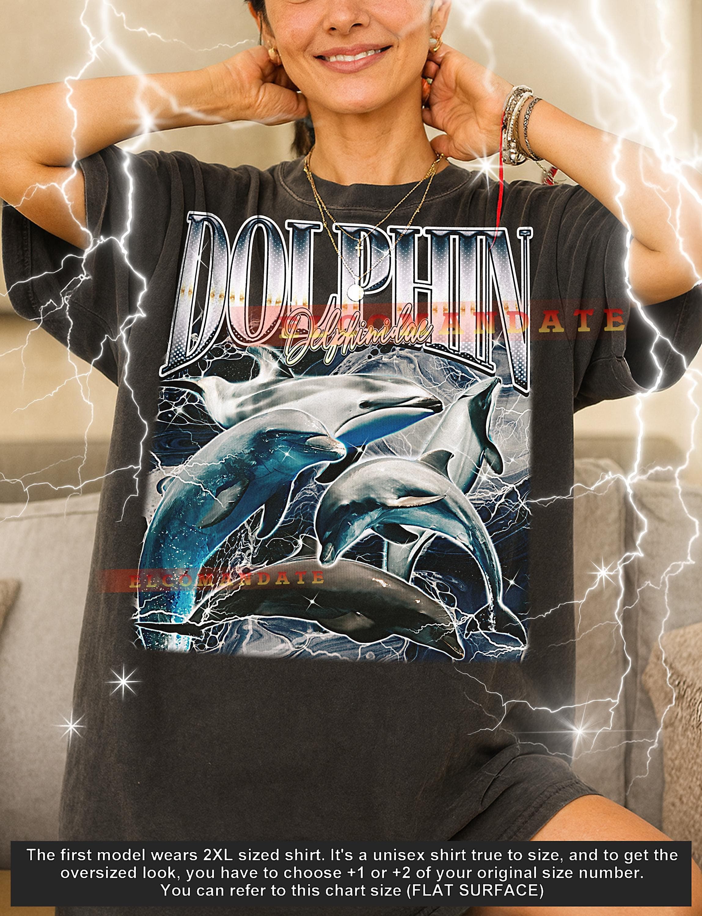 Dolphin Delphinidae T-Shirt, Vintage Animal Lovers Marine Life Ocean Wildlife Tee, 90s Retro Throwback, Dolphin Delphinidae Sweater