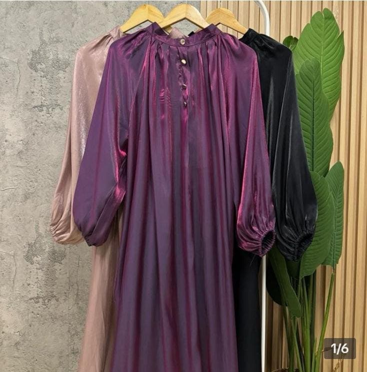 Shimmer Cotton Silk Satin Maxi Abaya Dress with Kimono Sleeves β Modest & Stylish - image 5