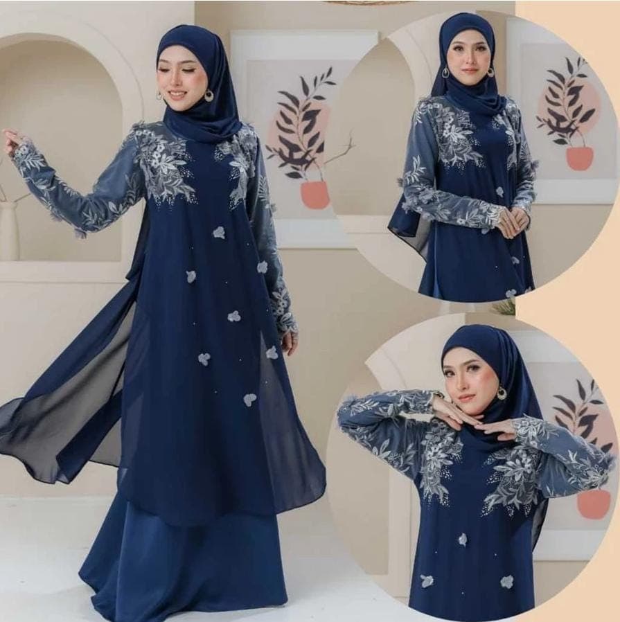 Modest Islamic Wedding Dress with 3D Floral Lace, White Two-Piece Bridal Gown, Long Sleeve Ceremony Outfit for Nikah, 10 Color Options - image 4