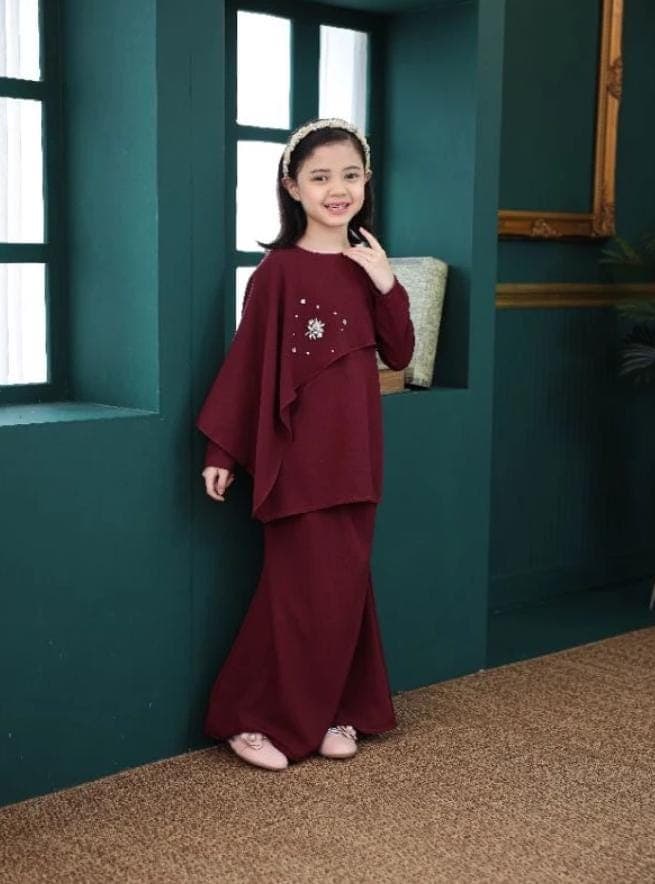 Girls Pastel Baju Kurung, Modest Eid Dress for Kids, Hari Raya Outfit, Muslimah Childrens Clothing, Cape Style Traditional Wear - image 4