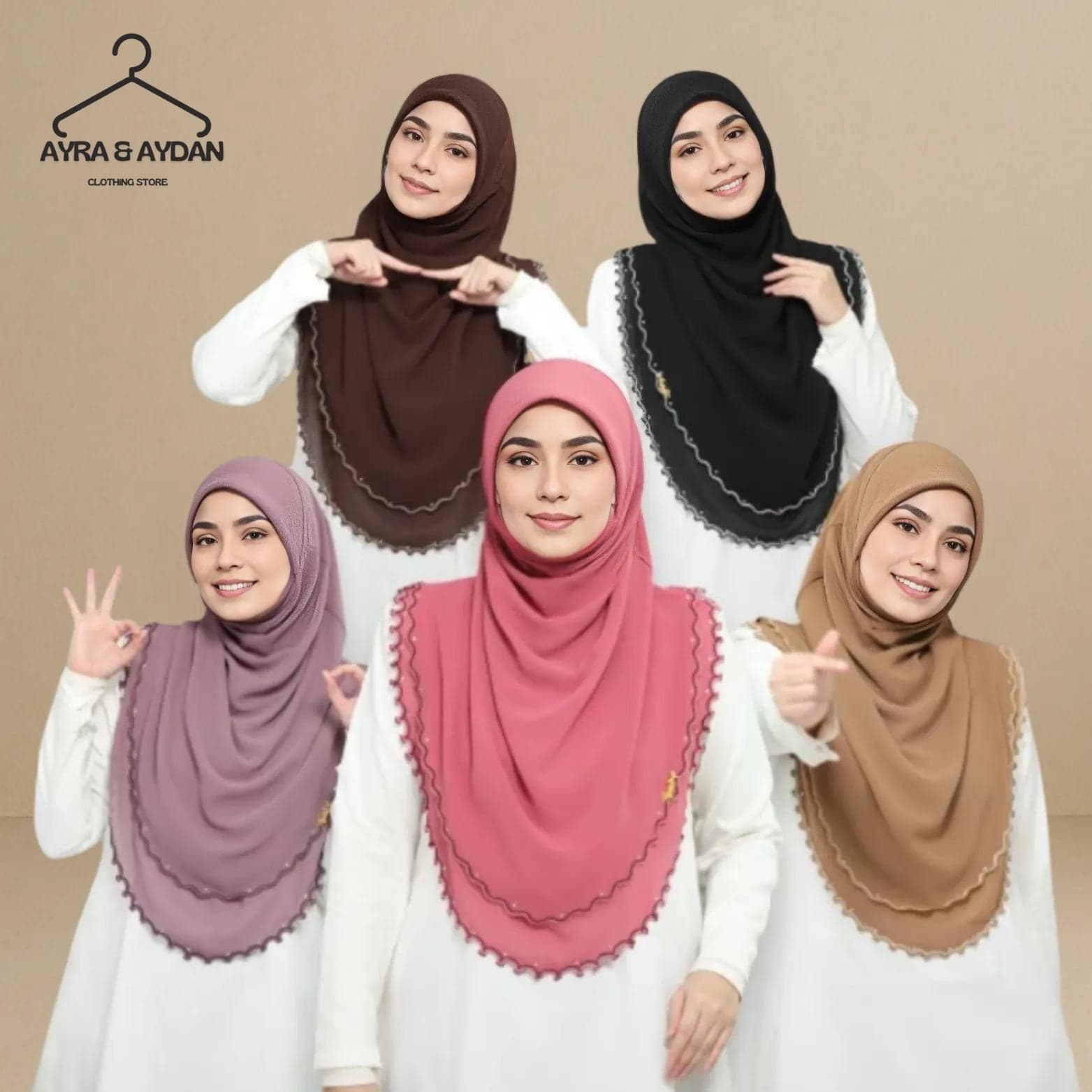 Embroidered 2-Layer Long Instant Hijab | Fits XL, XXL | Neatly Stitched Edges | Slip on Instant Hijab