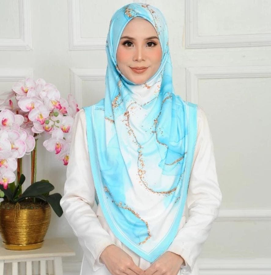 Marble Moss Crepe Hijab, Luxury Abstract Square Scarf, Soft Silk Feel Head Wrap, Modern Islamic Modest Wear, Eid Gift for Her - image 5