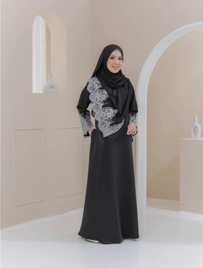 Elegant Embroidered Muslimah Jubah Dress with Free Matching Hijab β Modest Abaya Kaftan for Eid, Wedding, or Formal Events - image 4
