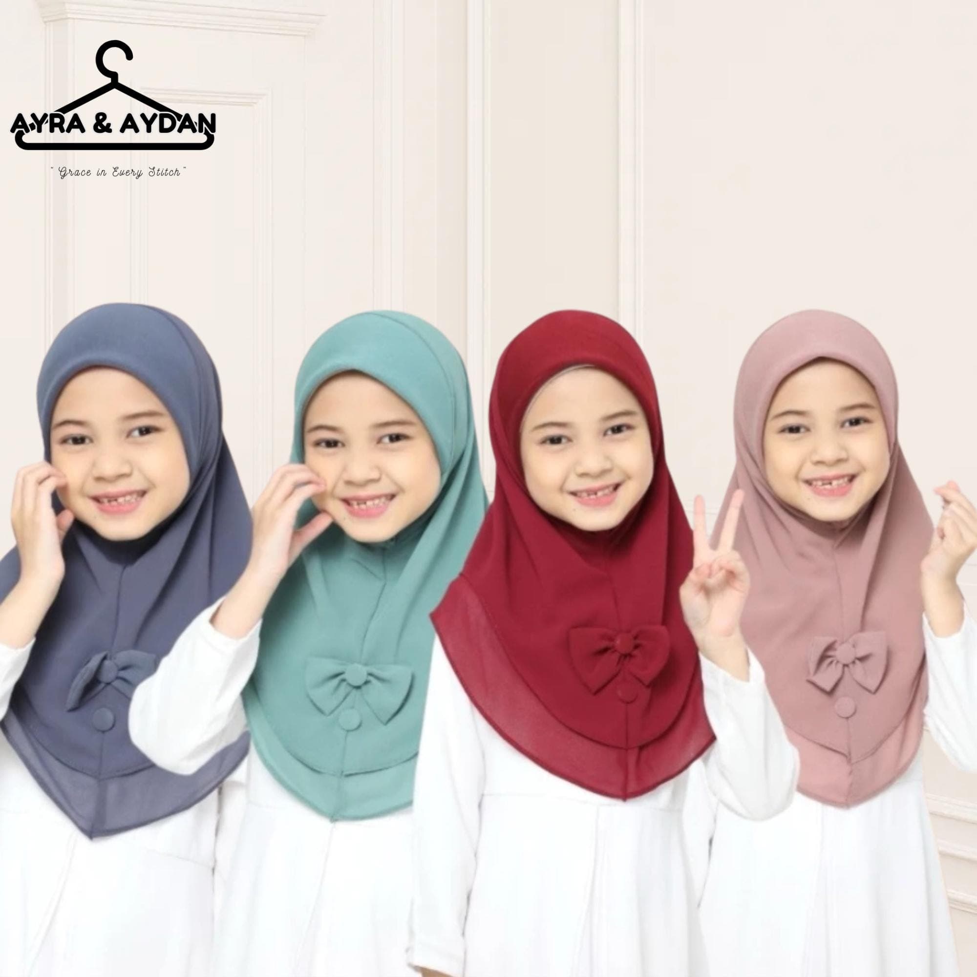 Ironless Instant Slip-On Chiffon Hijab with Bows, Modest Girls' Headscarf, Stylish Islamic Wear, Comfortable Muslim Hijab
