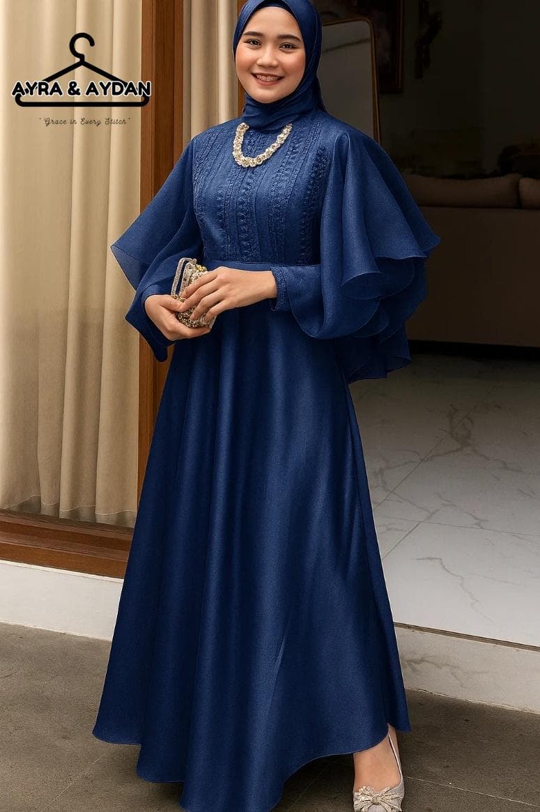 Sleek Bell Sleeve Dress: Pearl Neckline, Modest Formal Wear