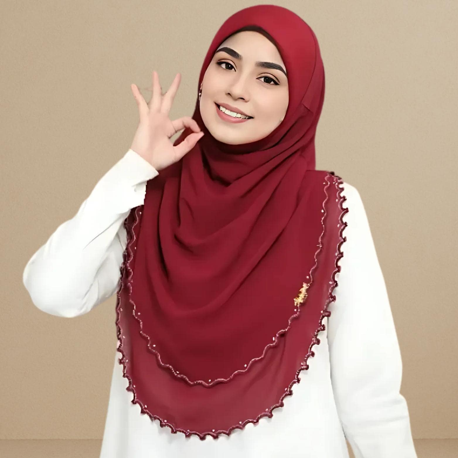 Embroidered 2-Layer Long Instant Hijab | Fits XL, XXL | Neatly Stitched Edges | Slip on Instant Hijab - image 3