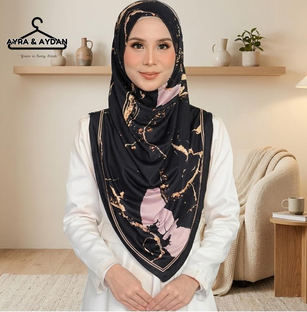 Marble Moss Crepe Hijab, Luxury Abstract Square Scarf, Soft Silk Feel Head Wrap, Modern Islamic Modest Wear, Eid Gift for Her