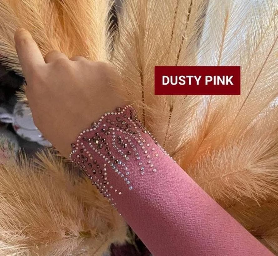 Rhinestone Cuff Handsocks | Embellished Arm Sleeves for Women | Crystal Modest Fashion | Bridal Nikah Sleeves | 20+ Colors Available - image 5