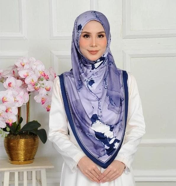 Marble Moss Crepe Hijab, Luxury Abstract Square Scarf, Soft Silk Feel Head Wrap, Modern Islamic Modest Wear, Eid Gift for Her - image 3