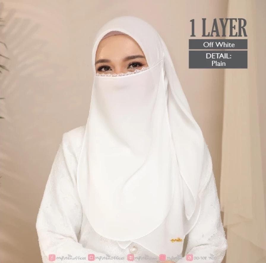 Bridal Niqab 2-Layer Off-White with Diamond Trim | Elegant Muslim Wedding Face Veil - image 4