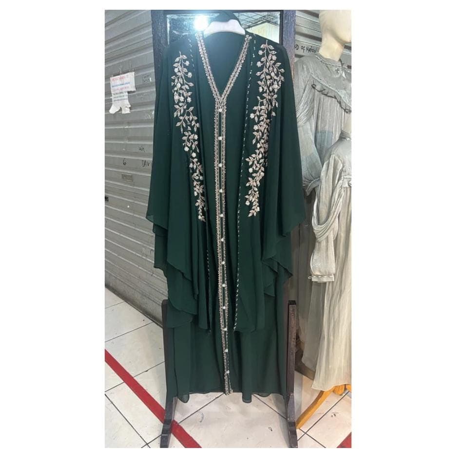 Elegant Black Abaya with Floral Embroidery, Modest Islamic Dress, Traditional Middle Eastern Fashion, Women's Hijab Outfit - image 4