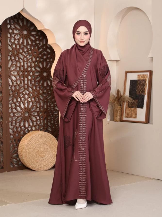 Luxury Eid Abaya Dress for Women β Nidha Kaftan, Breastfeeding Friendly V Neck, DMC Crystal Embellished Modest Muslim Ramadan Outfit - image 4