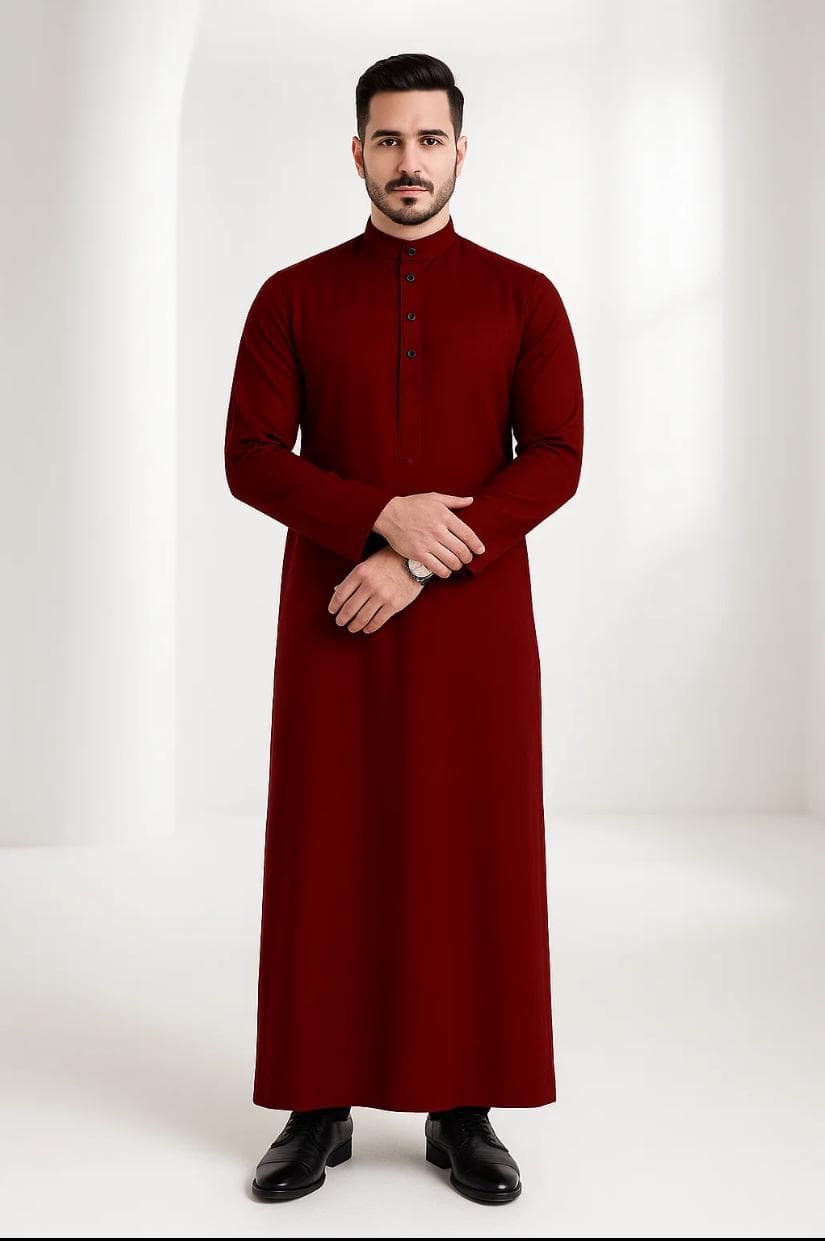 Men's Premium Thobes Jubbah Jubba - Como Crepe Shanghai Collar Robe | Elegant Islamic Prayer & Eid Ramadan Outfit, Size S-XXL - image 3