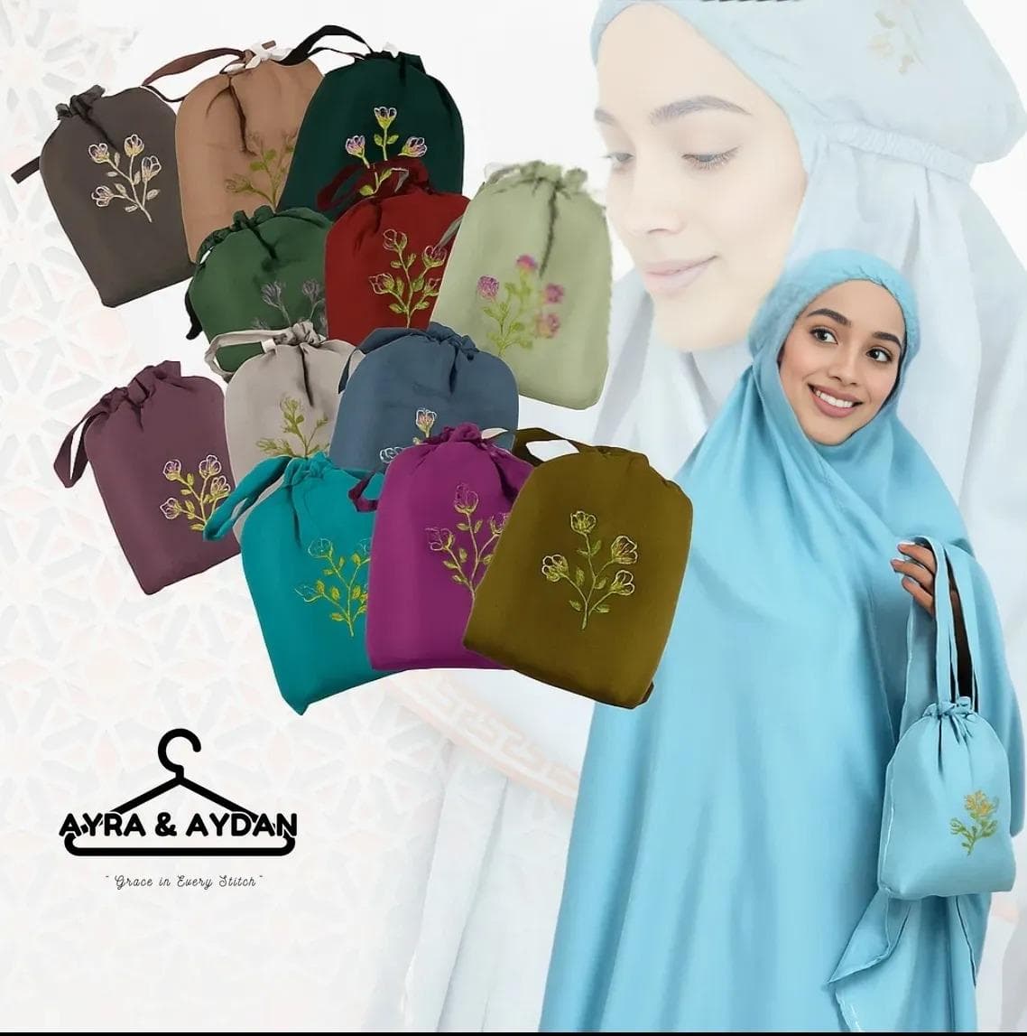 Travel Mini Pouch Prayer Garment for Adults with Floral Embroidery [Free Prayer Garment Bag]
