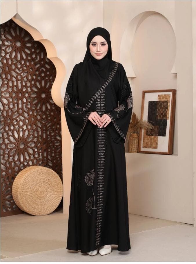 Luxury Eid Abaya Dress for Women β Nidha Kaftan, Breastfeeding Friendly V Neck, DMC Crystal Embellished Modest Muslim Ramadan Outfit - image 5