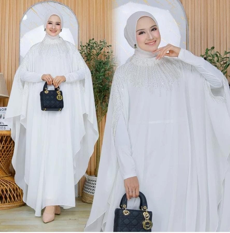 Rhinestones Abaya, Dubai Style Farasha Kaftan, Modest Islamic Clothing, Layered Chiffon Maxi Dress, Eid Mubarak Gown - image 5