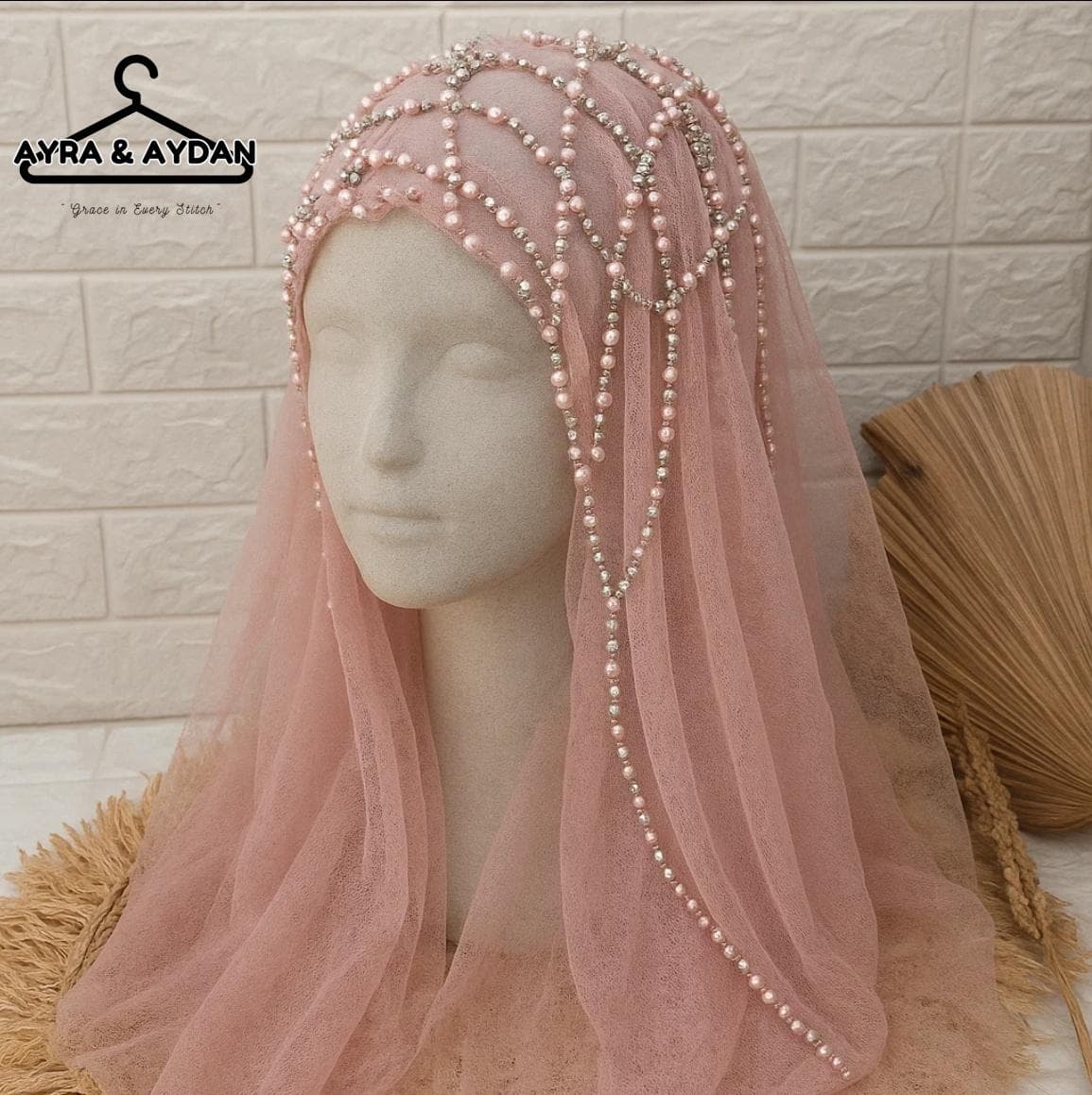 Pearl Wedding Veil, Beaded Bridal Headpiece, Elegant Cathedral or Fingertip Length Veil for Bride, Special Occasion Veil - image 3