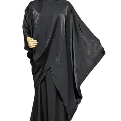 Elegant Plus Size Shimmer Satin Maxi Wrap Caftan Dress with Kimono Sleeves, Modest Fashion - image 4
