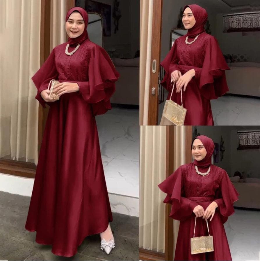 Sleek Bell Sleeve Dress: Pearl Neckline, Modest Formal Wear - image 4
