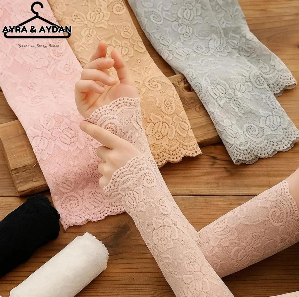 Lace Arm Sleeves | UV Sun Protection Fingerless Gloves | Cottagecore Floral Handsocks | Sheer Bridal Accessory | Summer Driving Arm Cover