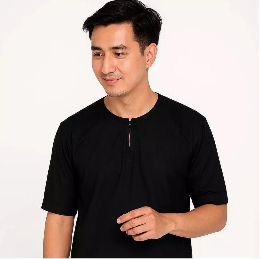Casual and Wedding Men's Kurta | Short Sleeve Como Crepe Indian Ethnic Wear | Elegant Islamic Prayer & Eid Ramadan Outfit, Size S-XXL - image 4